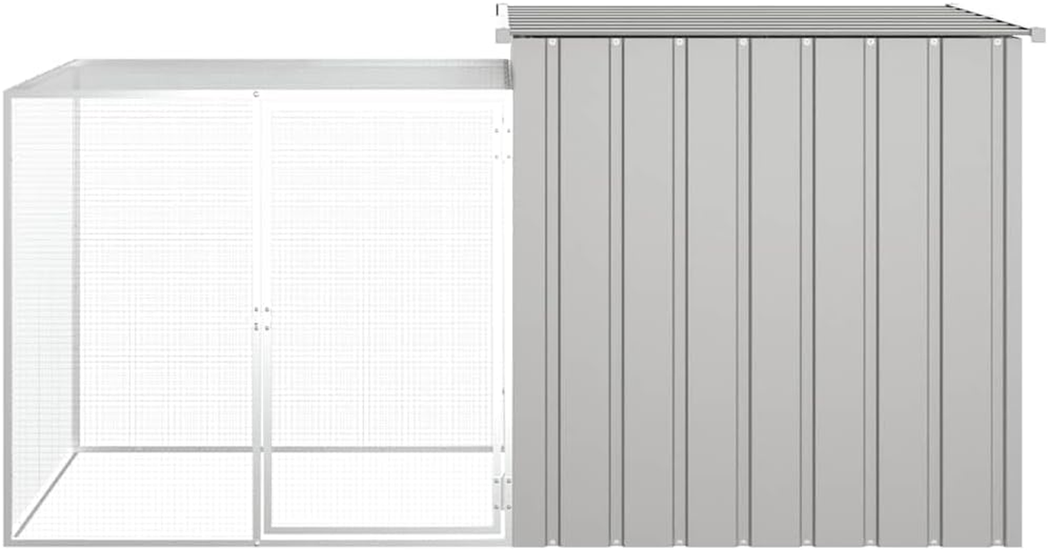 Rabbit Cage Grey 200X91X100 Cm Galvanised Steel Outdoor Pet House Small Animal image number 1