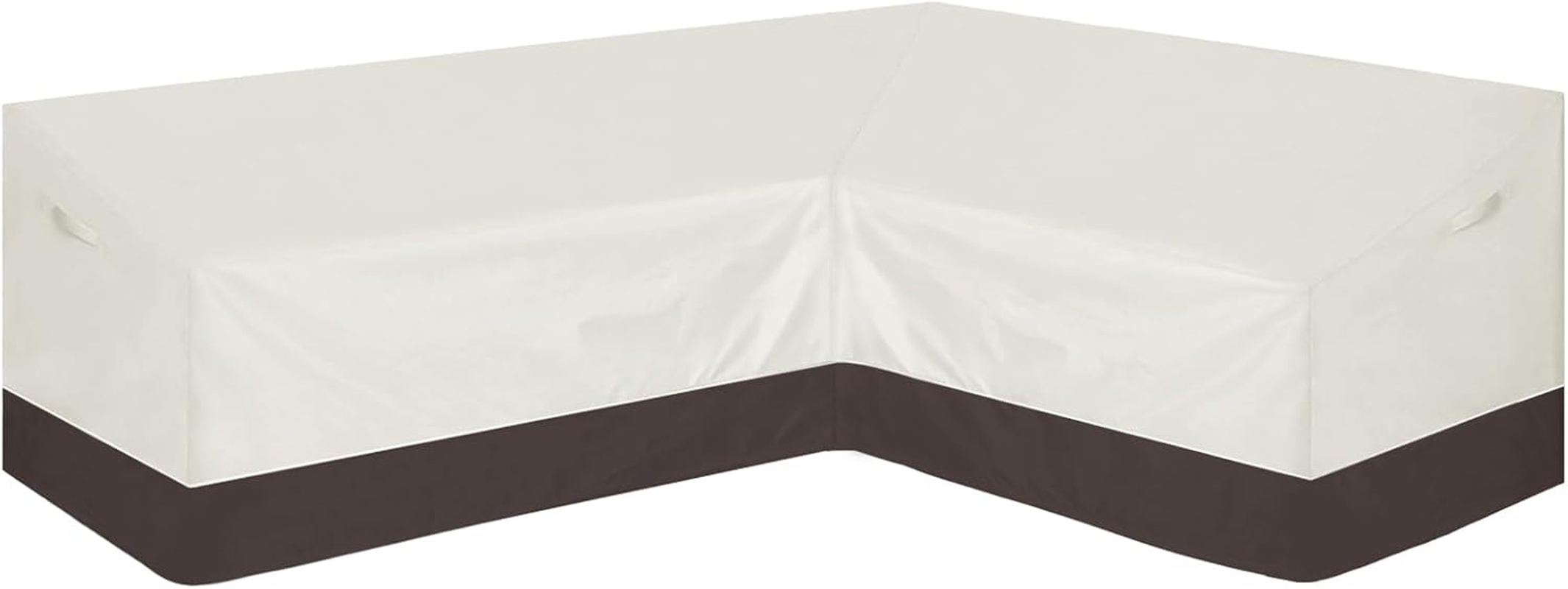 Easy-Going Outdoor L-Shaped Sectional Sofa Rain Cover 104''X83'' UV Resistant Patio Sectional Couch Waterproof Lawn Patio Furniture Cover (Right Facing, Beige/Brown) image number 2