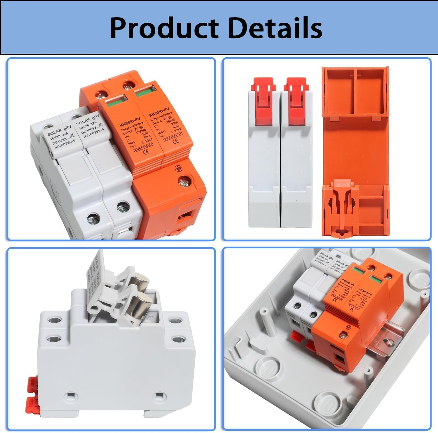 Aikoolwer Solar PV Combiner Box Surge Protector DC 1000V 32A Fuse Waterproof IP65 Photovoltaic Panel Outdoor image number 3