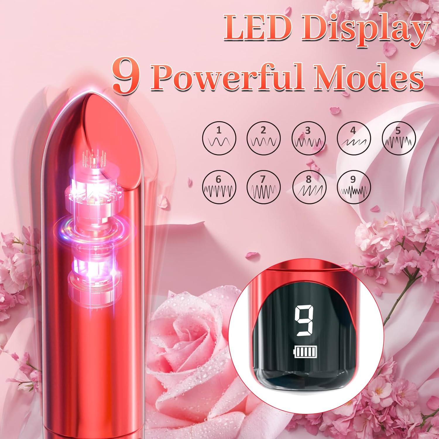 Women Sex Toy Bullet Vibrator - Mini Vibrator for Women Precision G Spot Clitoral Nipple Anal Stimulation with LED Display, 9 Powerful Vibrations, Portable Lipstick Vibrators Adult Sex Toys & Games