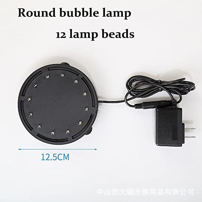 4.92 Inch 12 Leds Fish Tank Light, Bubbler Stone, LED Aquarium Lights, Air Stone Disk, Submersible Fish Tank Aquarium Decorations Accessories, Underwater round Small Bubbles Lamp Connect to Air Pump image number 2