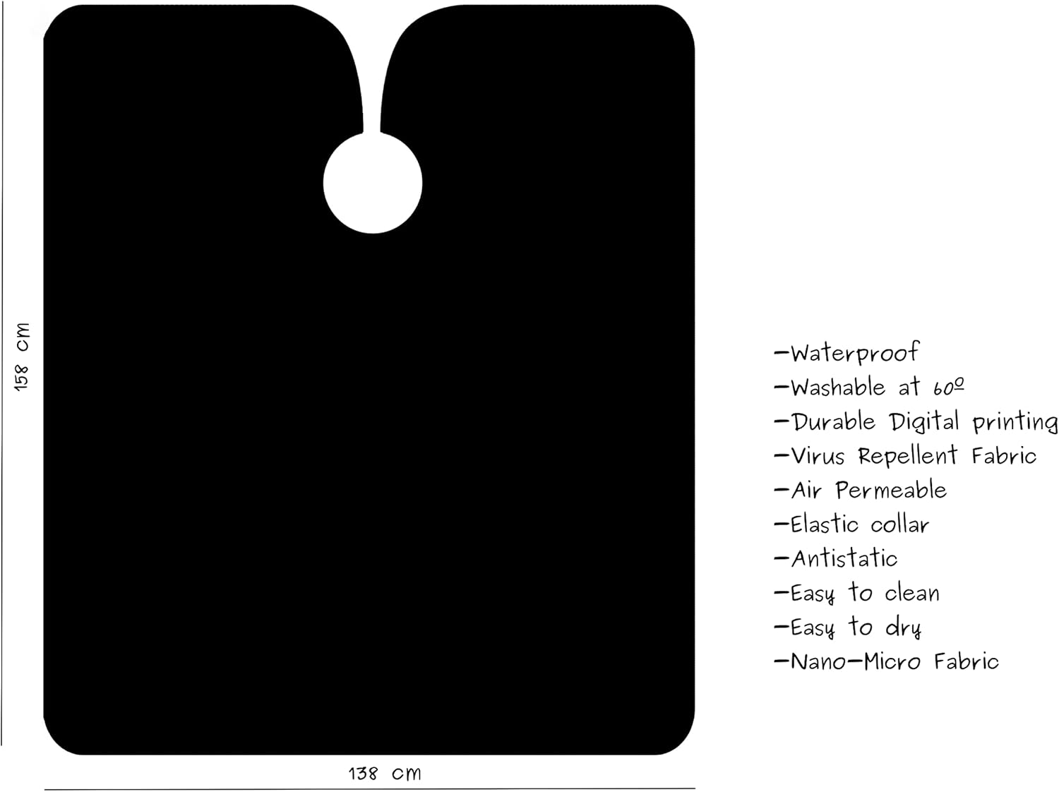 Hairdressing Cape, Original Barbermood Barber Cape, Neon, Professional Hair Design Cape, Hairstyling Accessories, Cutting Cape, Adult Cape, Hairdressing Supplies, Hair Cutting Cape, Black, 138 Cm X158 image number 5