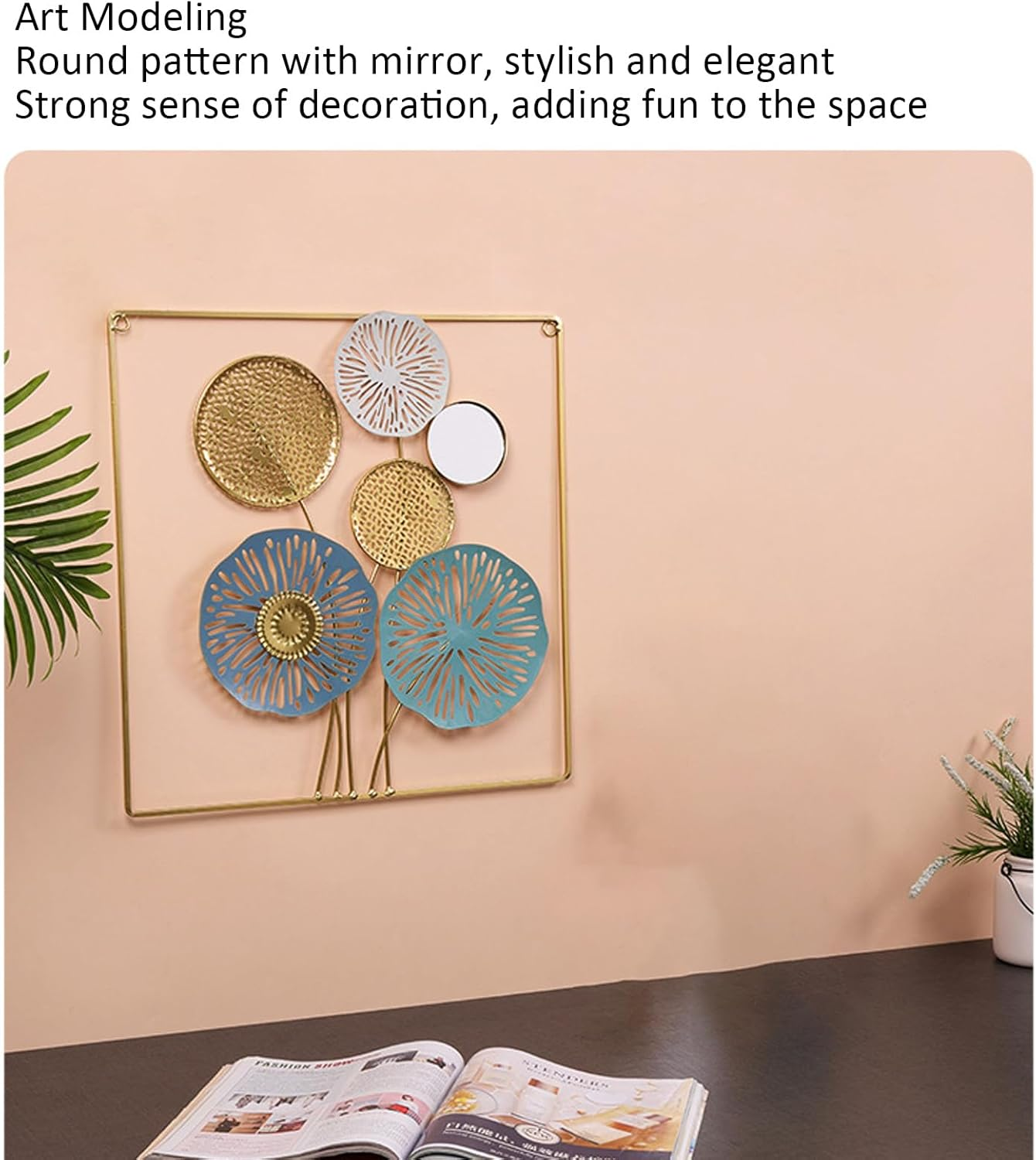 Wrought Iron Wall Art Decor Modern Exquisite Leaf Wall Decor Decoration Sculpture Ornament for Bedroom Living Room image number 2