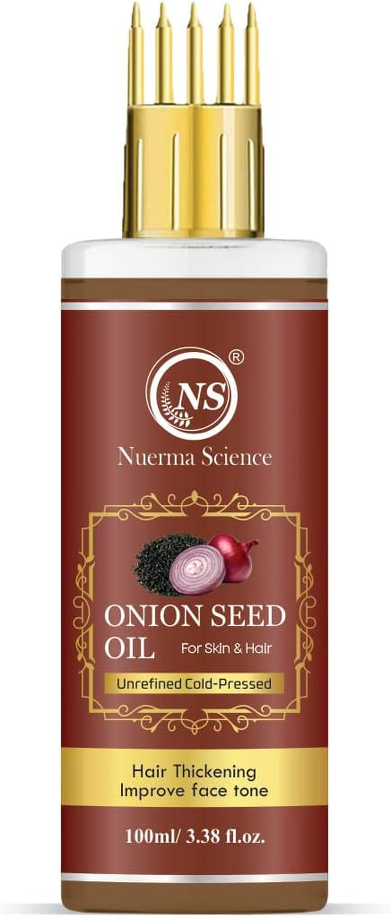 Nuerma Science Onion Black Seed Hair Oil with Comb Applicator for More Deep Root Nourishment Enriched with 14 Cold Pressed Oils-100 ML image number 1