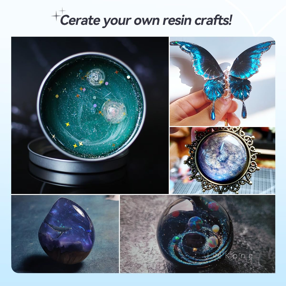 LIGHTWISH Epoxy Resin Color Pigment - 5 Starry Sky Black Colors UV Resin Dye - Highly Concentrated for DIY Jewelry Making, Keychain, Art Making