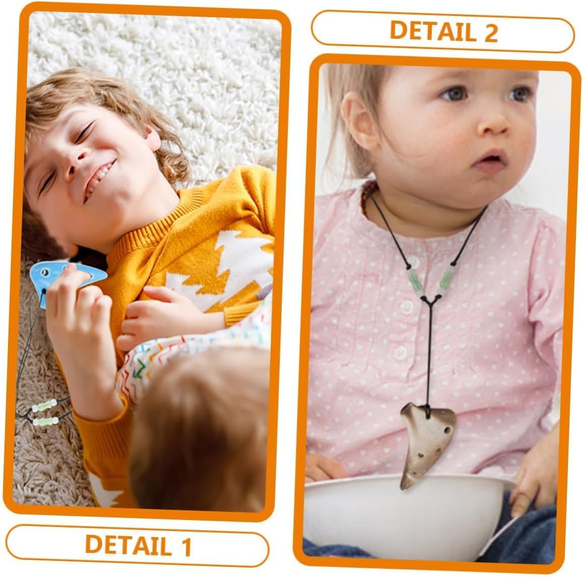 2Pcs Mini Ocarina Necklace Lightweight Musical Instrument for Beginners Easy Play Wind Instrument Lovers Practice Portable Ceramic Flute Pendant image number 1