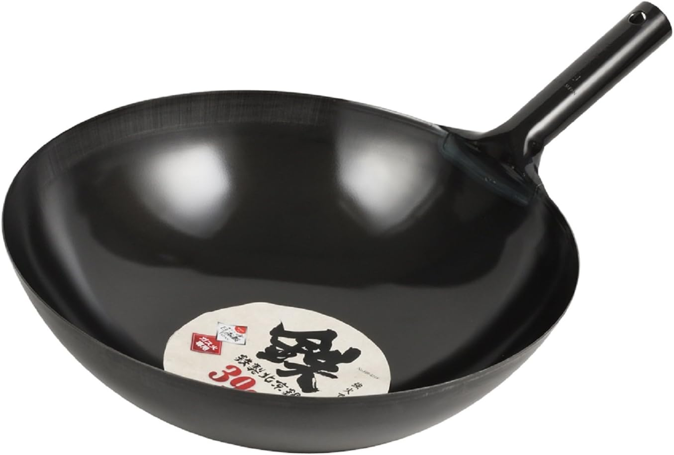 Pearl Metal HB-4214 Wok, Black, 10.6 Inches (27 Cm), Iron Beijing Pot