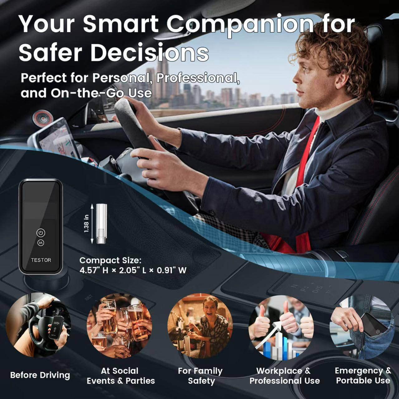 Breathalyzer Portable Alcohol Tester -2025 Digital Screen & High Accuracy Complies with Australian Standard for Personal, Home, Professional Use image number 2