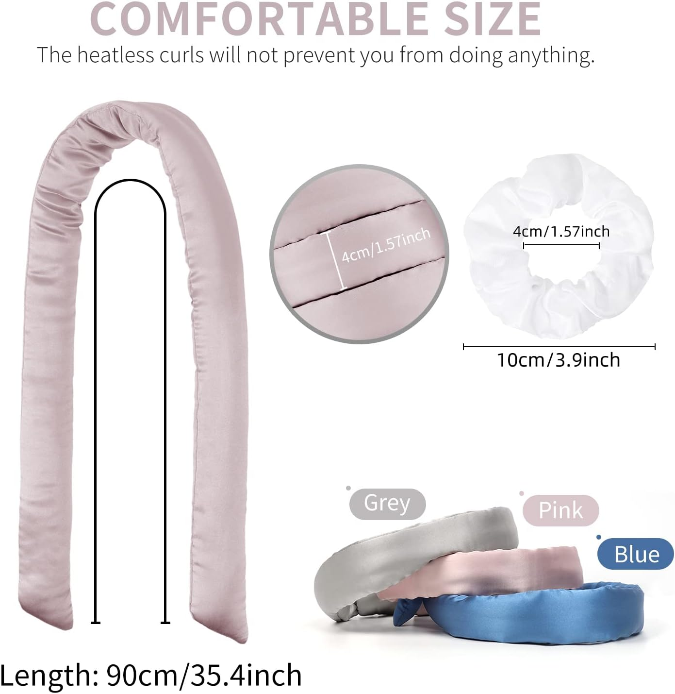 Mulberry Silk Heatless Hair Curler Set - Overnight Curling Headband for No-Heat Curls for Short & Long Hair (Curler + 2 Scrunchies)