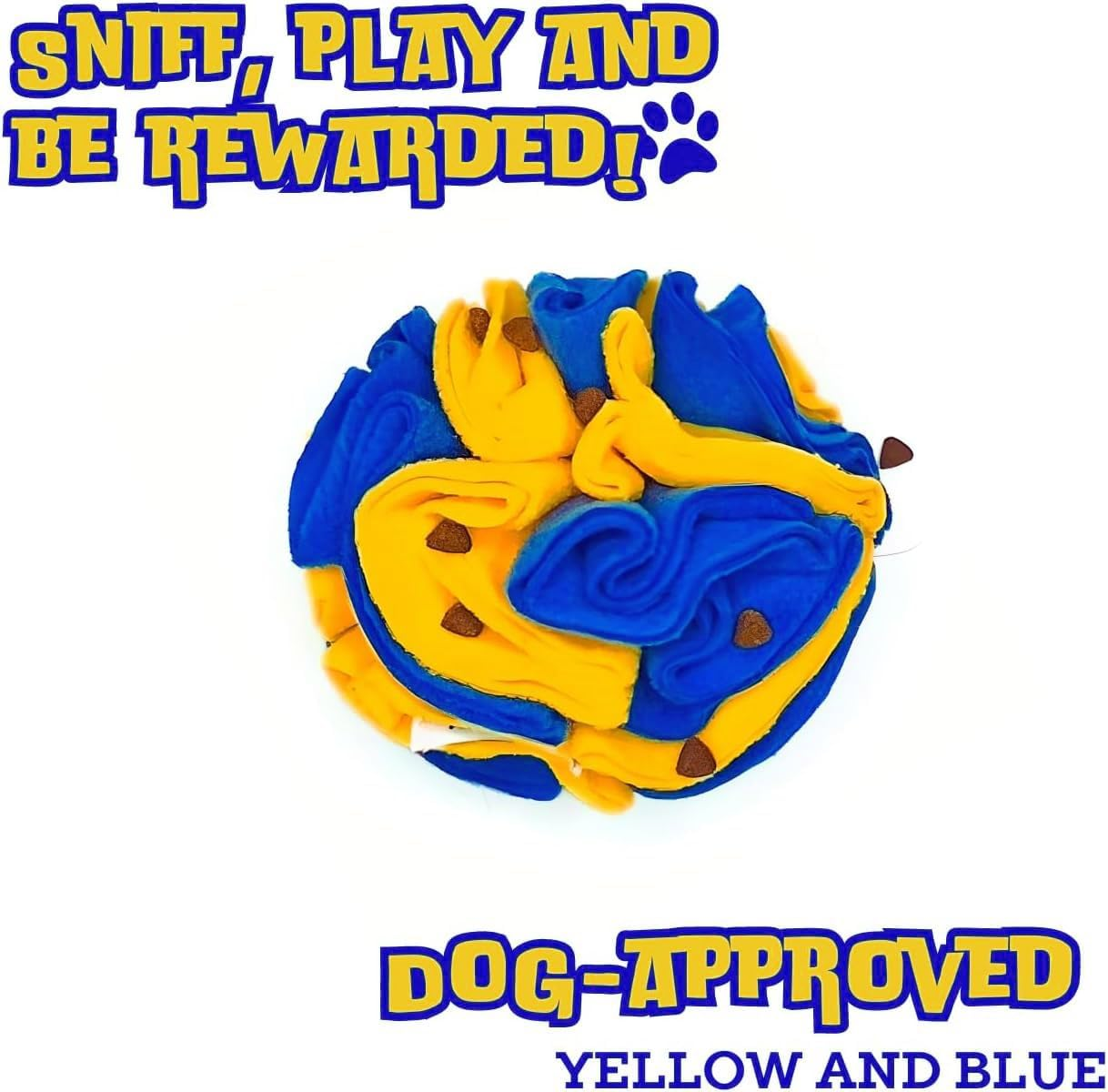 Interactive Foraging Dog Puzzle Ball - Dog Enrichment Toys, Dog Optimal Visual Stimulation Dogs Toys for Blind Dogs Pet Sniffing Ball (Yellow Blue, One Size) image number 2