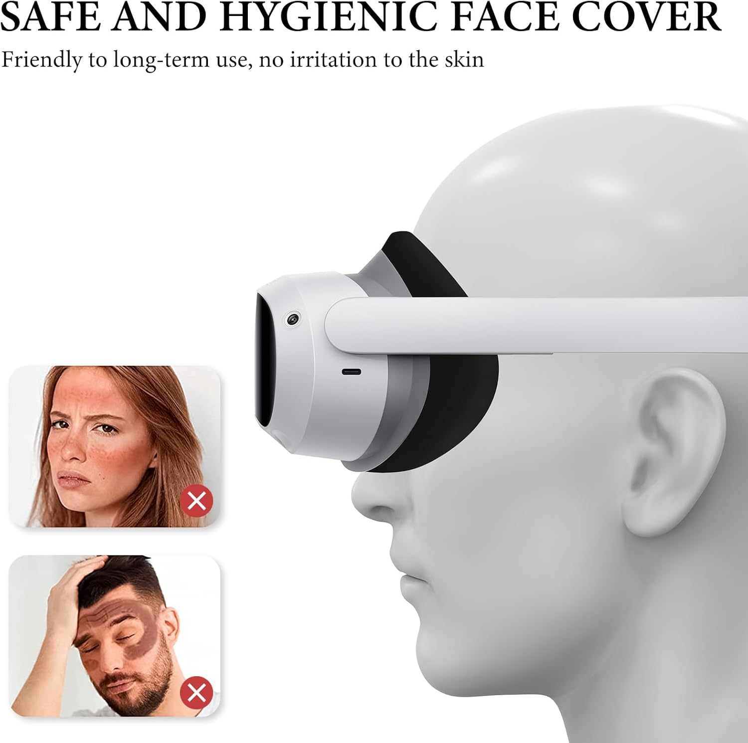 Geekria Sweat Proof Silicone Face Cover Pad Compatible with Pico Neo 4, Washable Lightproof Anti-Leakage, VR Headset Replacement Accessories (White) image number 3