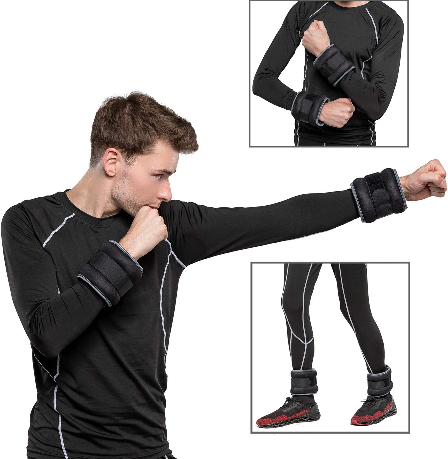 Ankle/Wrist Weights, Small Leg Arm Hand Cuff Weights for Women Kids, Exercise Equipment with Adjustable Straps for Fitness Gym Dancing Walking Jogging Gymnastics Aerobics (1 Pair, 1Lb 2Lb) image number 2