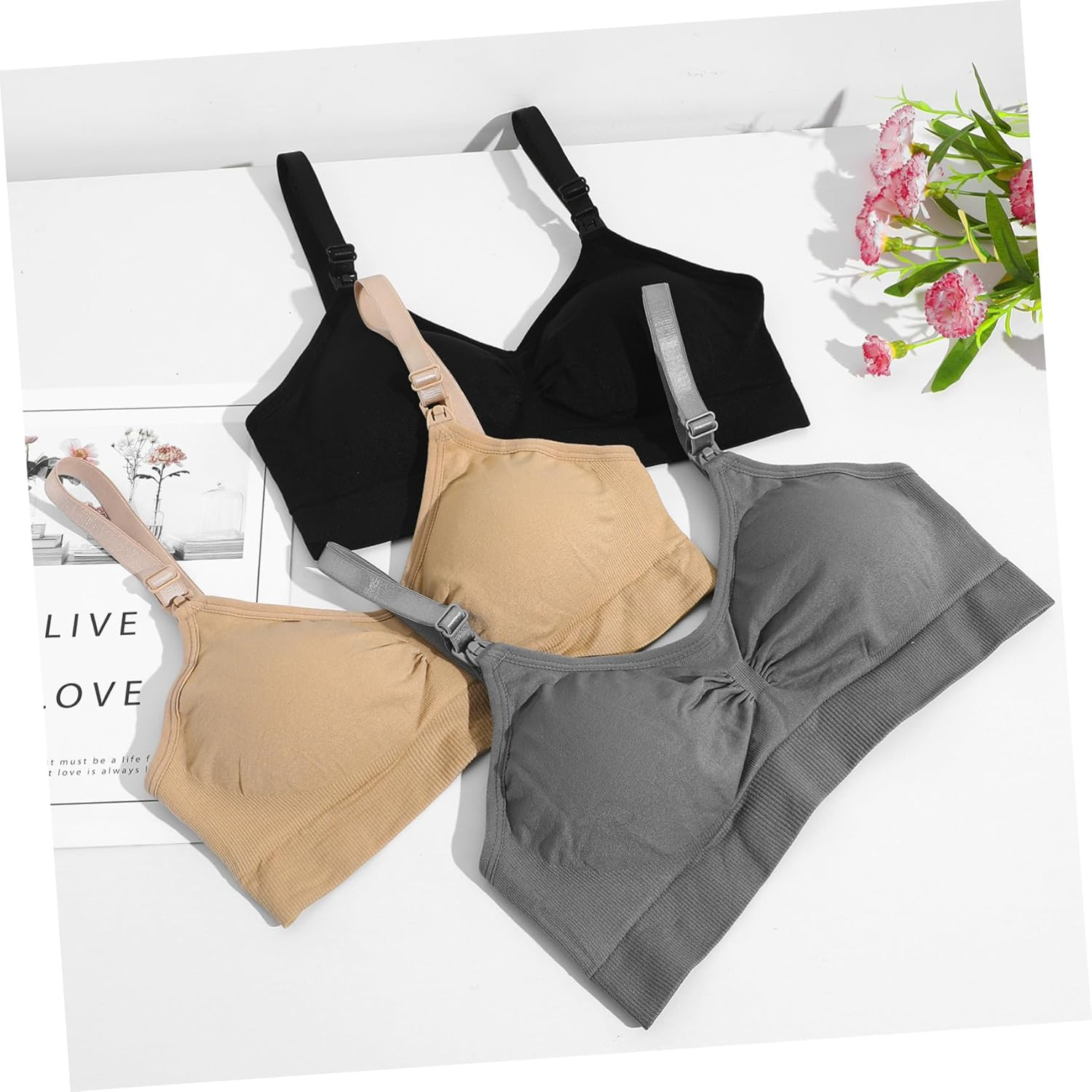 Baluue Nursing Bras for Breastfeeding Maternity Comfortable Moms Bras with Extenders Stylish Versatile Support for Nursing Moms Quick Release Clips for Easy Feeding image number 2