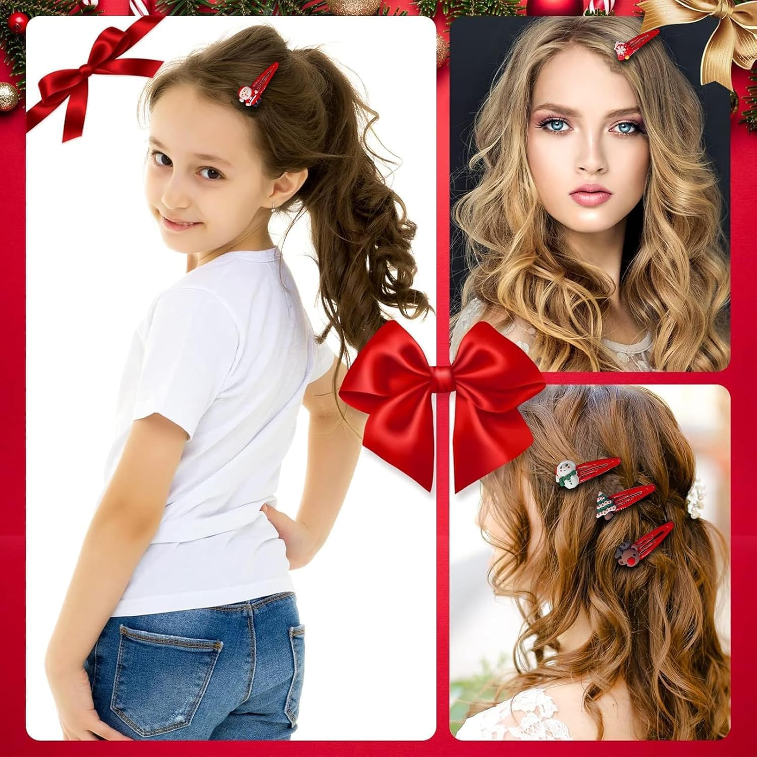 Pack of 10 Hair Clips Children'S Christmas, Reindeer Clips, Christmas Decoration Hair Pins, Christmas Gifts Hair Clips for Children Girls Women Christmas Girls Hair Pins Set image number 2