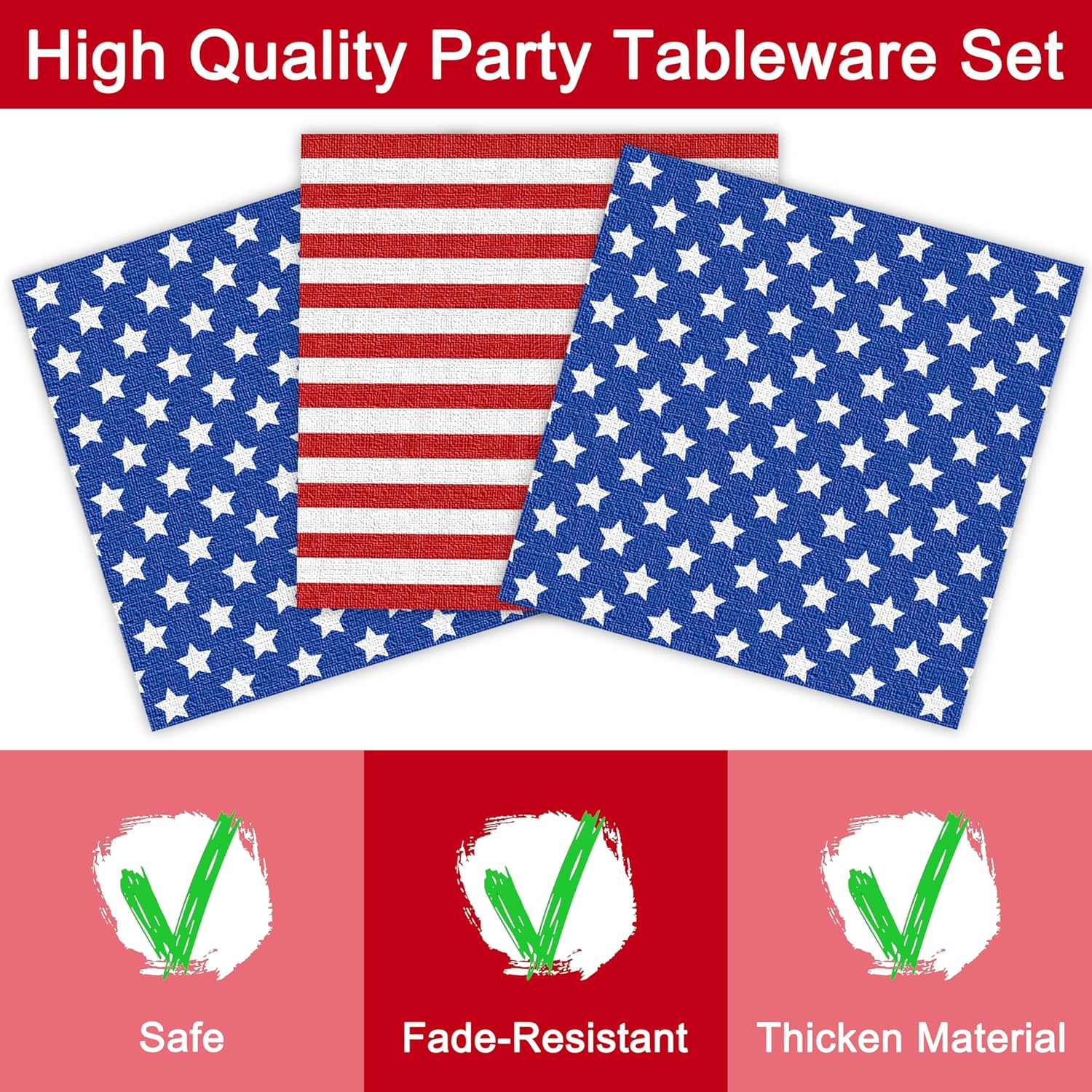 96 Pcs American Flag Patriotic Party Plates and Napkins, Forks Supplies - Disposable Tableware Paper Set for Veterans, Election, 4Th of July, Independence Day Decorations, Serves 24 Guests image number 4