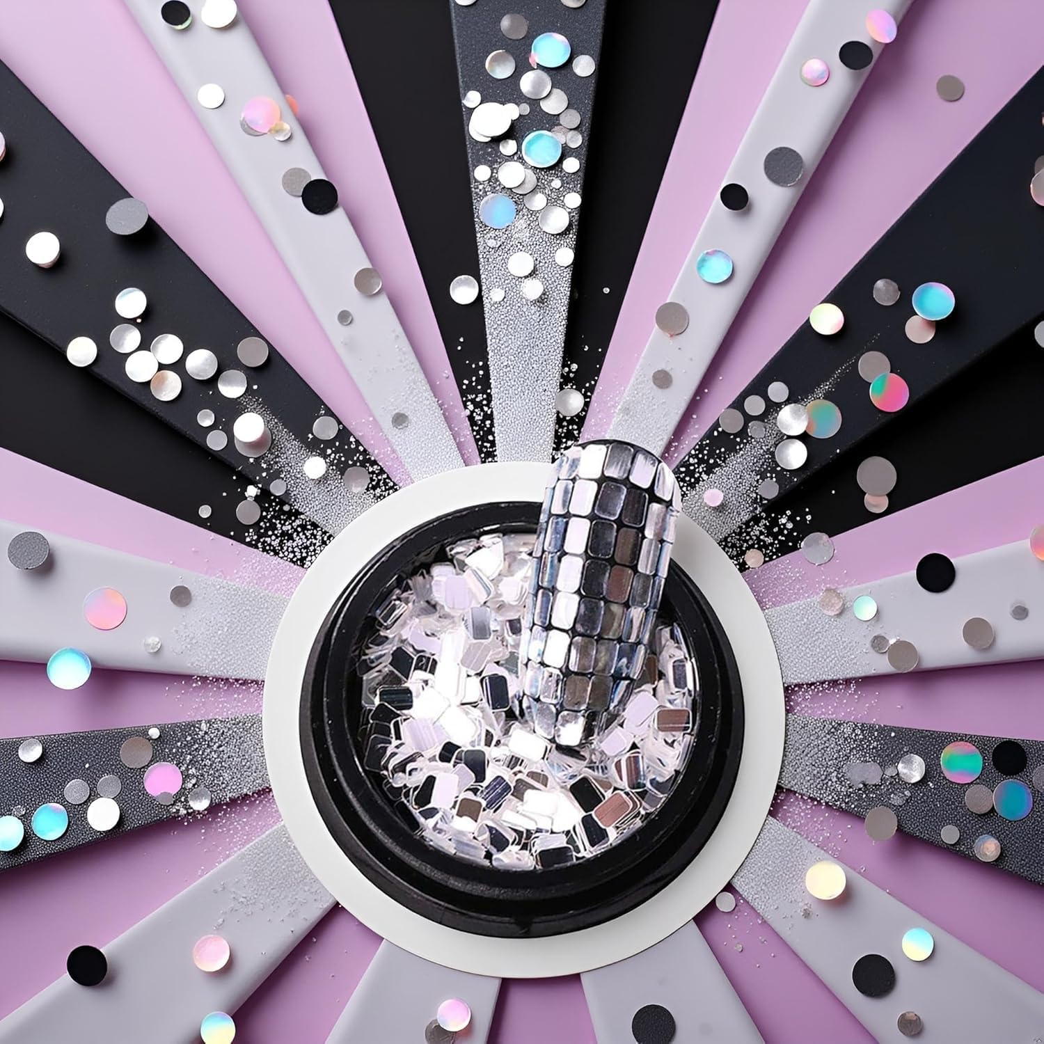 Nail Sequins Silver Square Nail Art Accessories for Nails Decoration Makeup DIY Arts Crafts Nail Art and Nail Polish image number 6