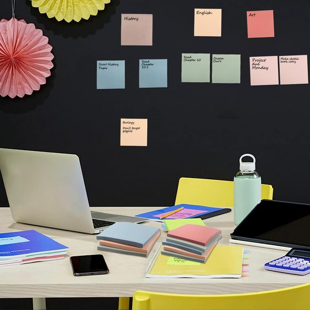 12 Pack Sticky Notes 76 X 76 Mm Aesthetic Vintage Self-Adhesive Notes for Office, Home, School, Session (Centimetre, 7.6 X 7.6) image number 4