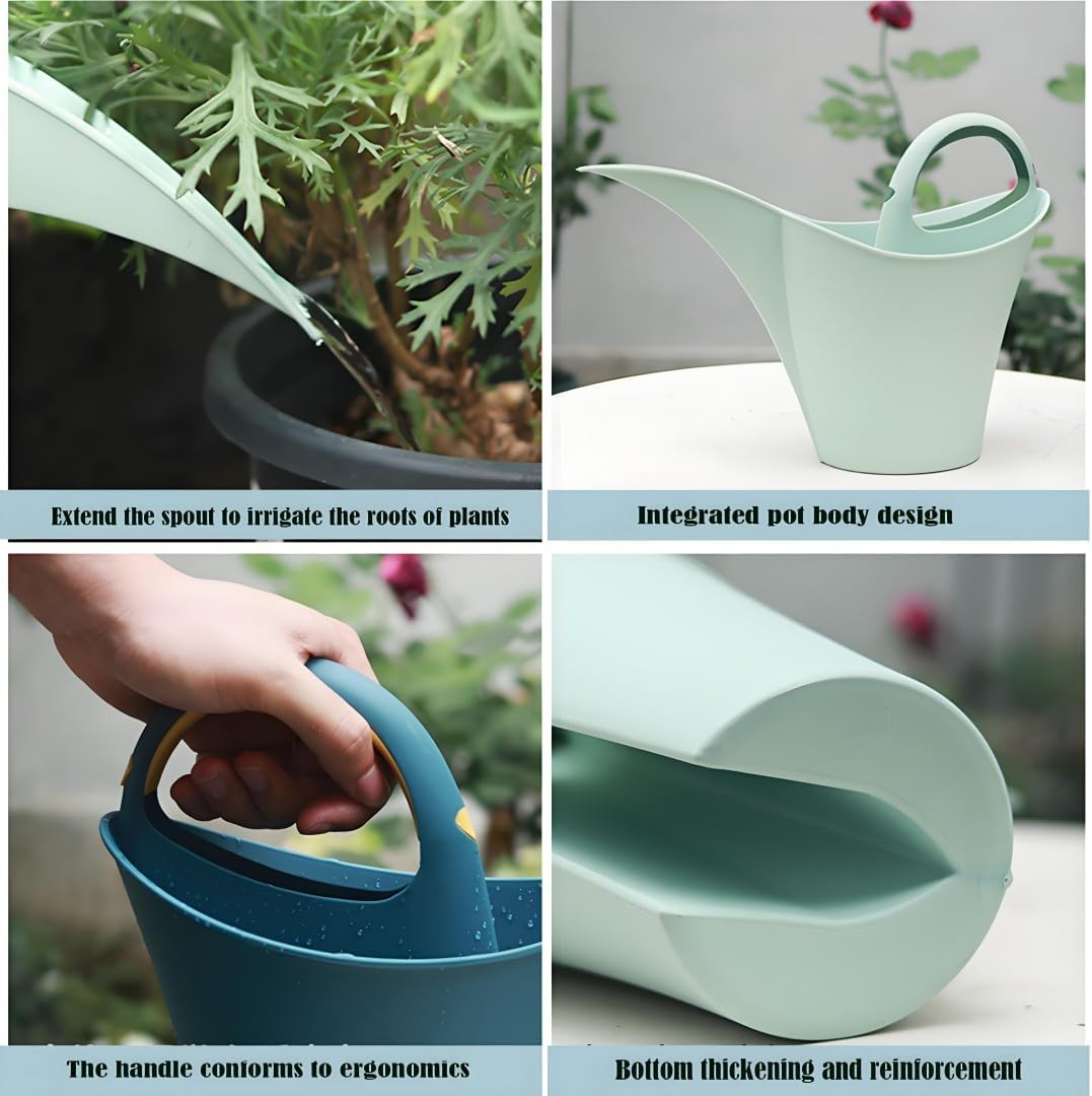 Gardening Watering Can with Long Spout,Watering Can for Outdoor Plants,Anti-Splash Design,Indoor/Outdoor Plants, Lightweight & Durable-2L (Green, One Size) image number 2