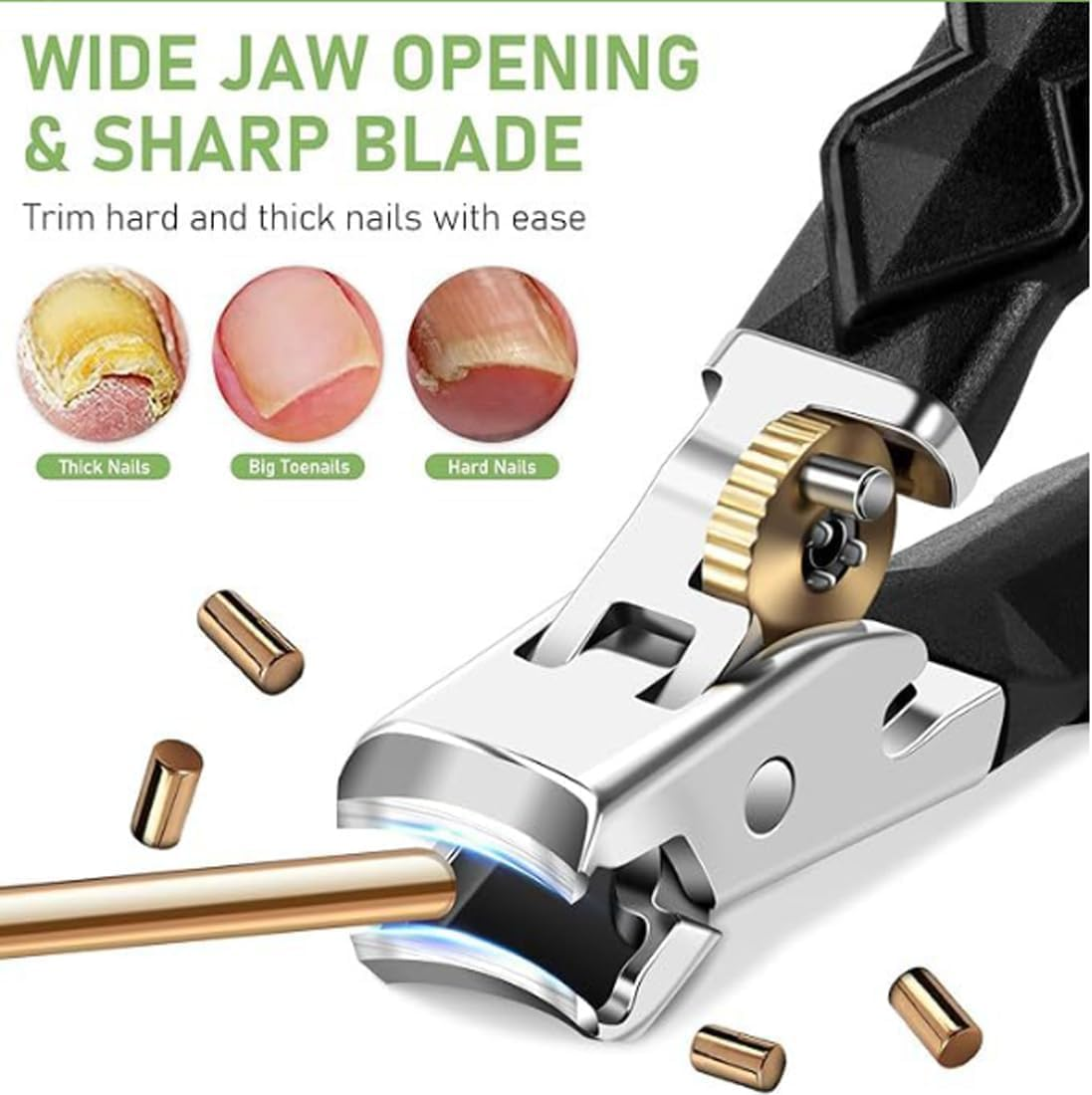 Zoerely Orthoclip, Goredny/Fanyil/Glosrity/Glosritystore Orthoclip Nail Clippers, Wide Jaw Opening Nail, Double Configuration of Oblique and Flat Mouth, Splash-Proof Design, for Thick Nails (2Pcs*Slant Blade)