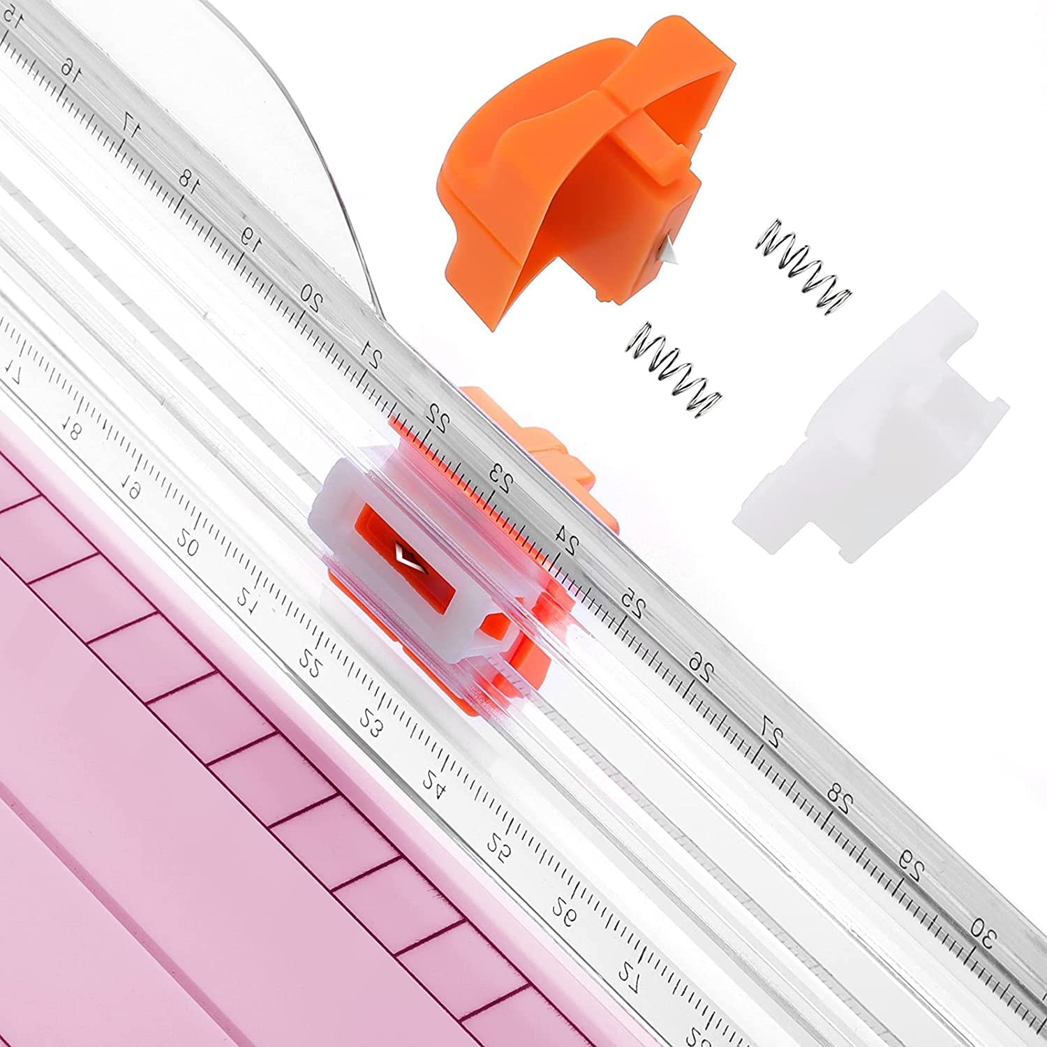 Paper Cutter, YEHAIZI Guillotine Cutter, 12 Inch A4 Paper Cutter with Auto Safety Concealed Blade Design and Side Rulers for Cutting Standard Papers, Photos or Labels (Pink) image number 6