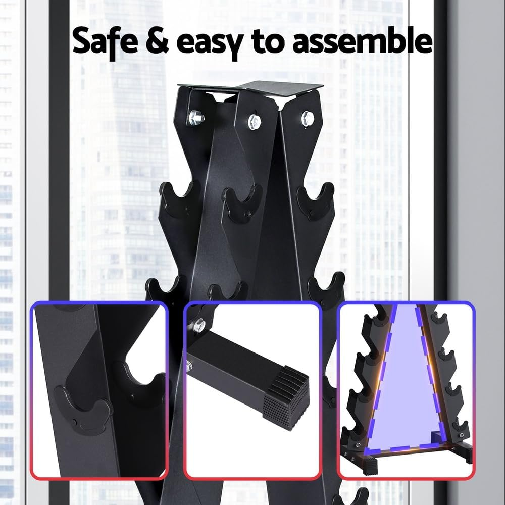 Everfit Dumbbell Rack, 6 Tier Dumbbells Weights Rack Barbell Stand Racking Holder Organizer for Gym Storage Home Fitness Exercise, Stable A-Frame Design 200Kg Capacity