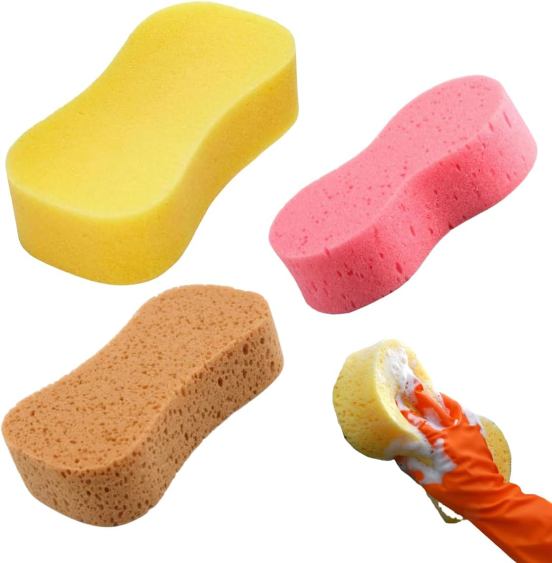 3 Pack Car Wash Sponge, Large Soft Super Absorbent Non-Scratch Sponges, Auto Bike Boat Washing, Household Cleaning, Big High Foam, Scratch-Free Finish, Extra Gentle on All Surface, (Random Color) image number 1