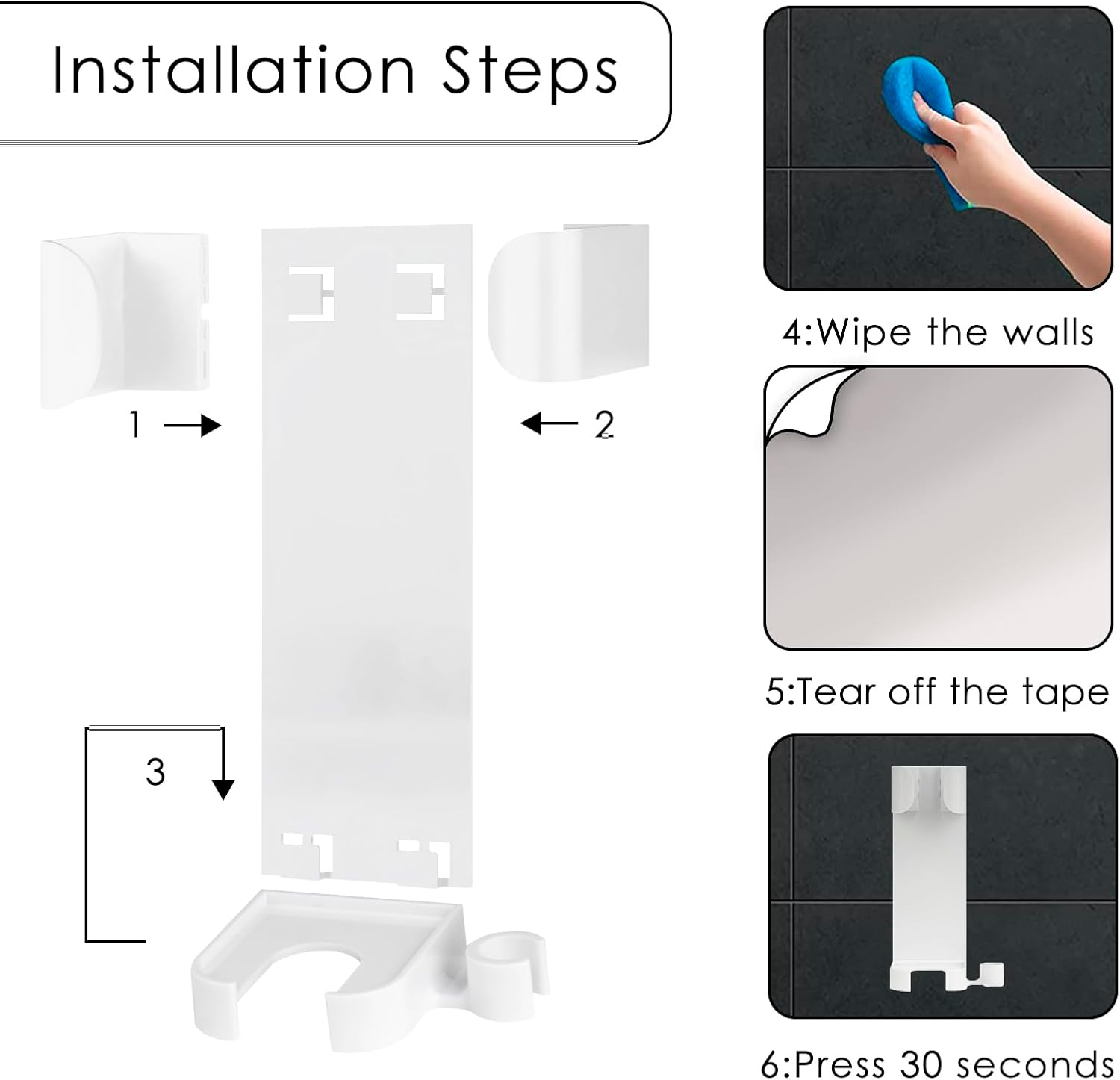 Happylily 2 Pack Detachable Curling Iron Holder Wall Mount, Wall Mount Hair Dryer Holder, Styling Tool Storage Organizer Stand (White) image number 1