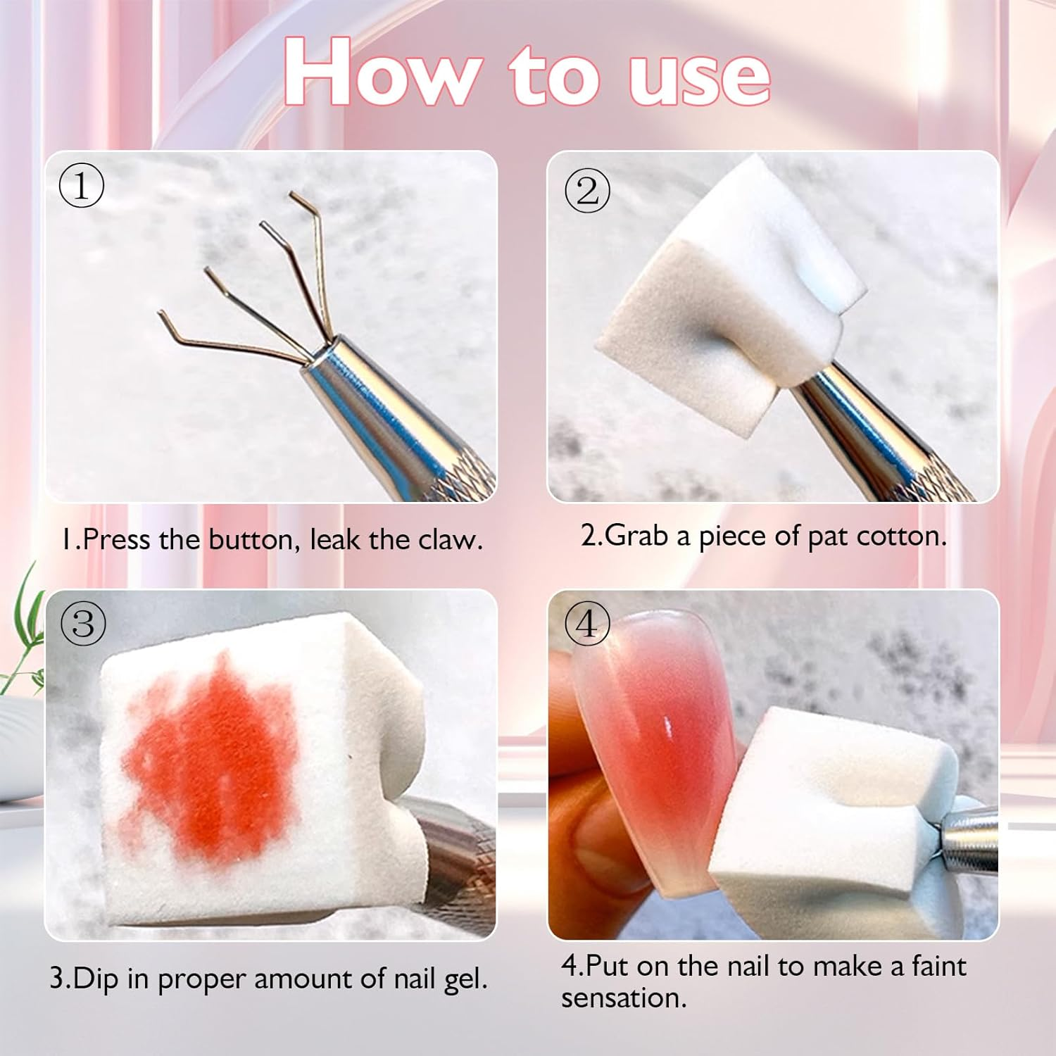 Pack of 200 Nail Art Sponge with Metal Gripper, Nail Art Rendering Tools with Gripper, Sponge Nail Brush, Nail Design Accessories for Nail Art Rendering