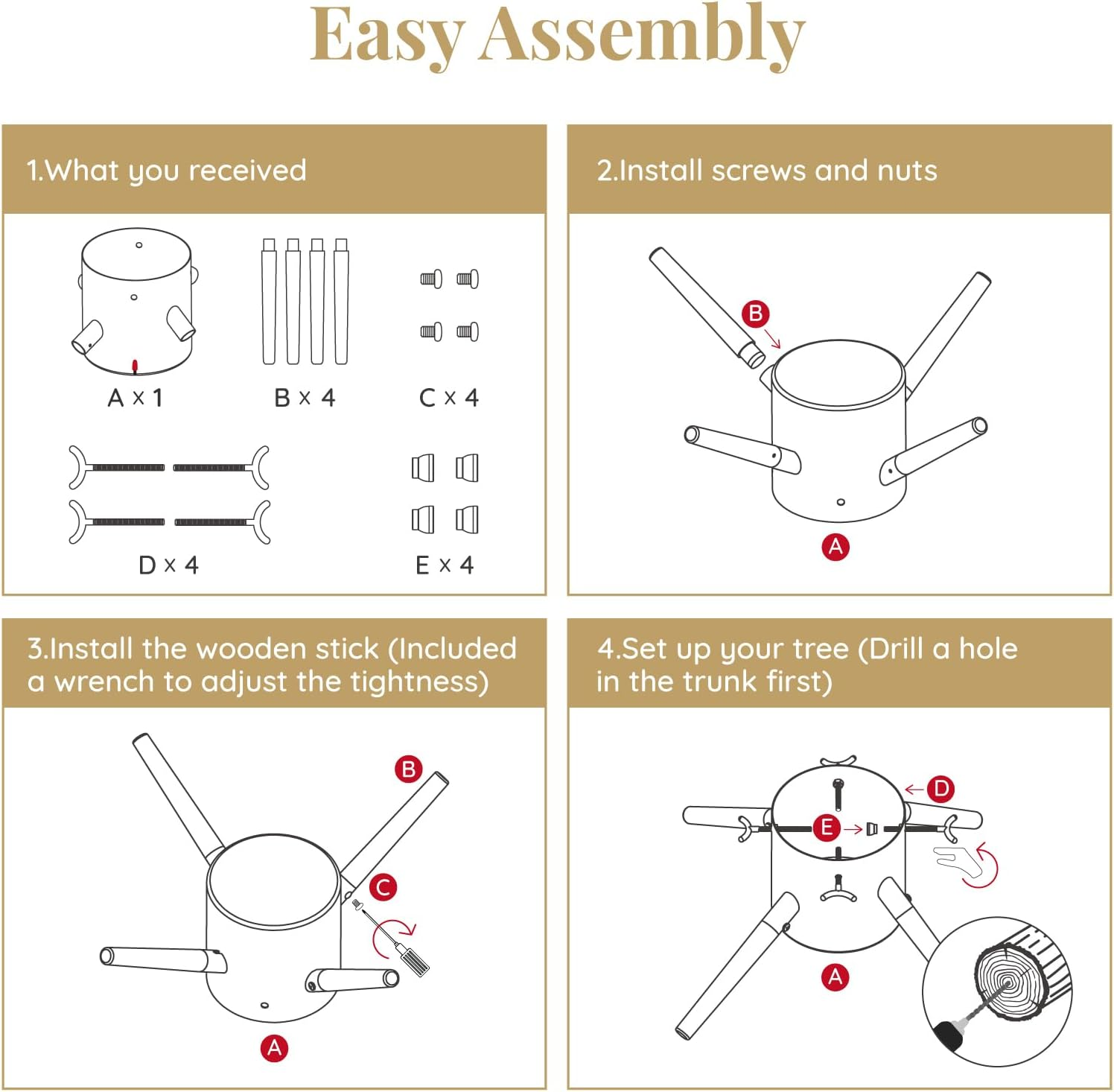 Tree Nest Christmas Tree Stand with Water Tank for Large Trees - Family Christmas Tree Stand for Trees up to 3 M, 5-13 Cm Trunk White image number 6