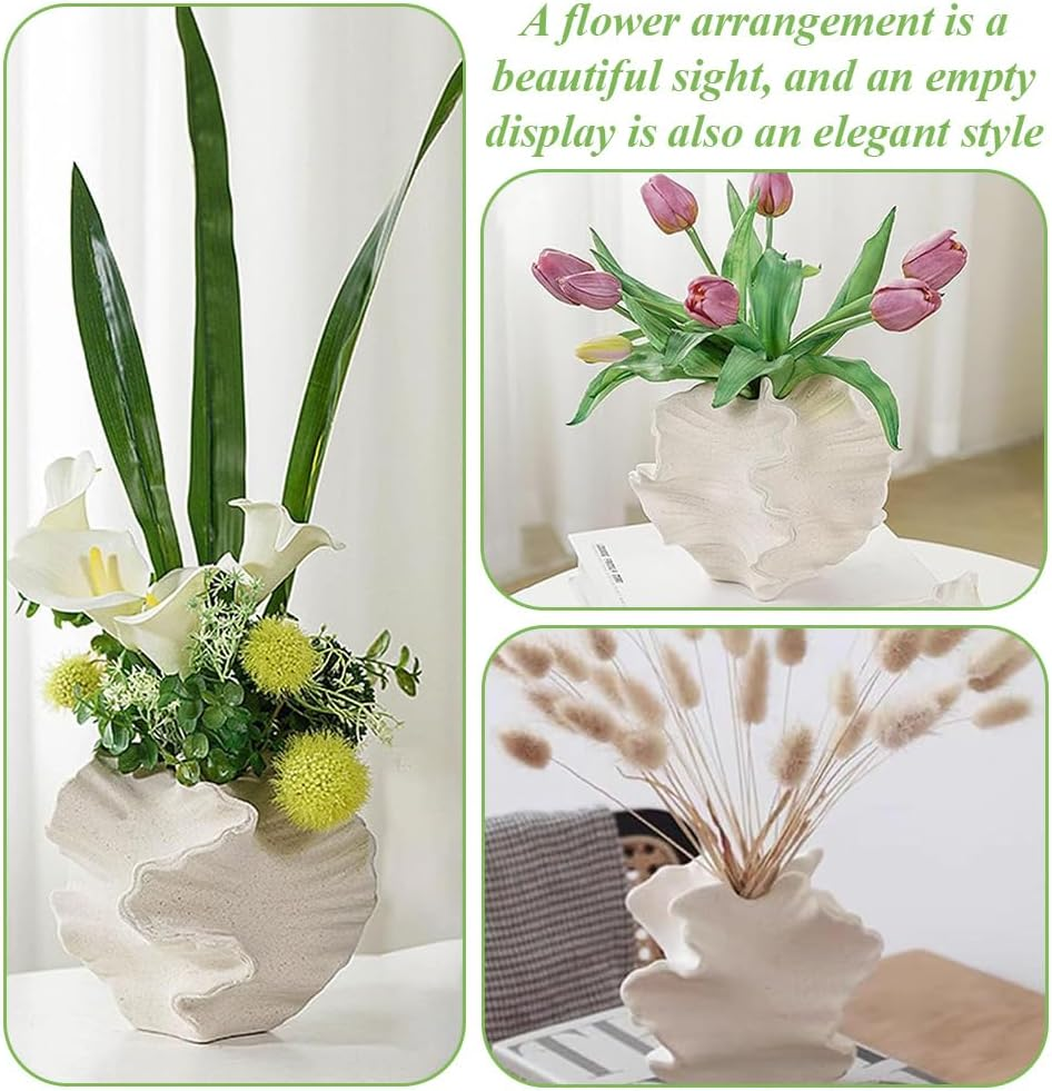 Ceramic Vase, Beige Modern Vases, Nordic Style Home Decor, Matte Ceramic Jardiniere, Boho Flower Vase, Coffee Table Ornaments,For Living Room,Bedroom, Office image number 1