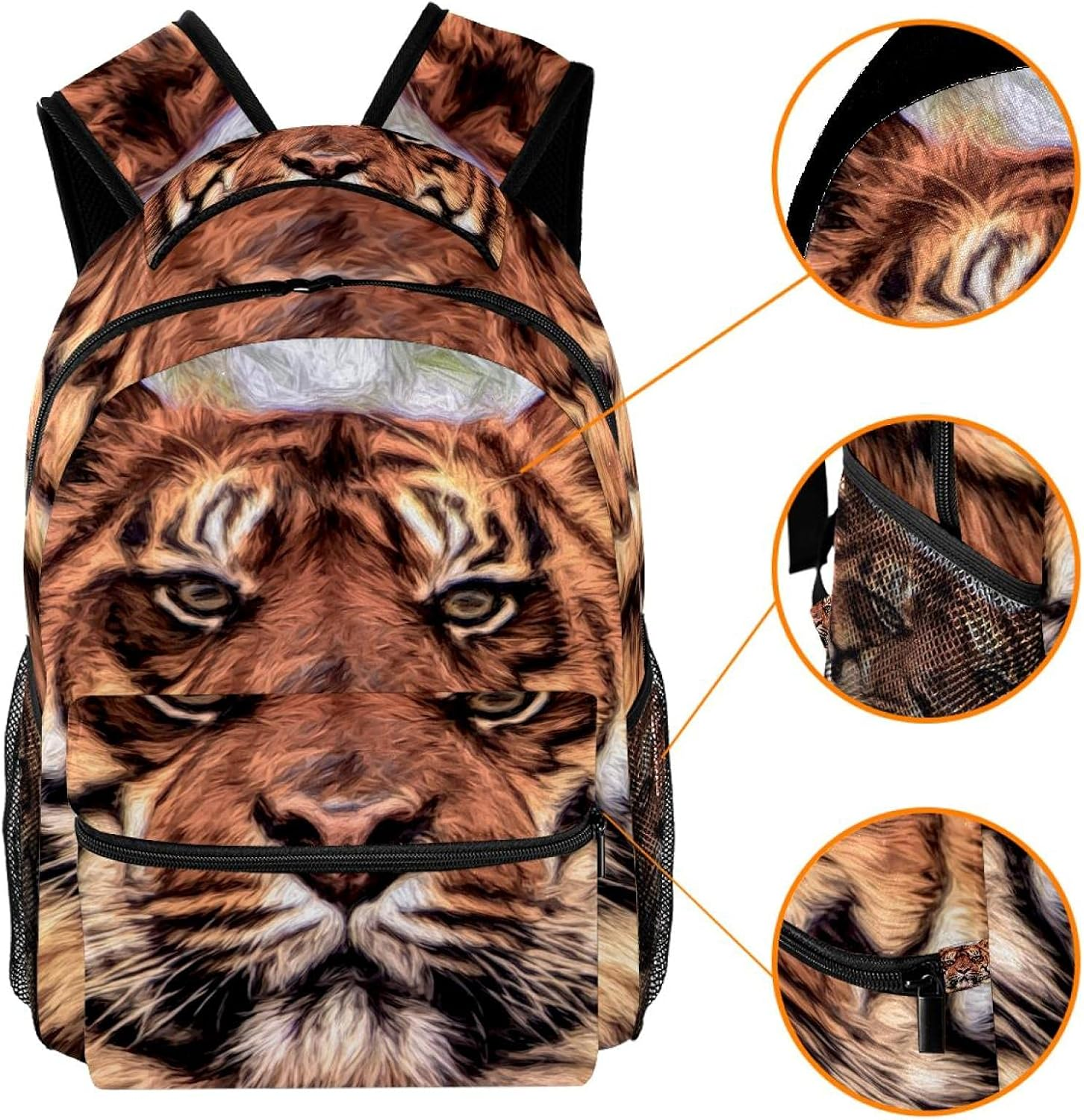 Art Painting Tiger Backpack Students Shoulder Bags Travel Bag College School Tote Backpacks image number 3