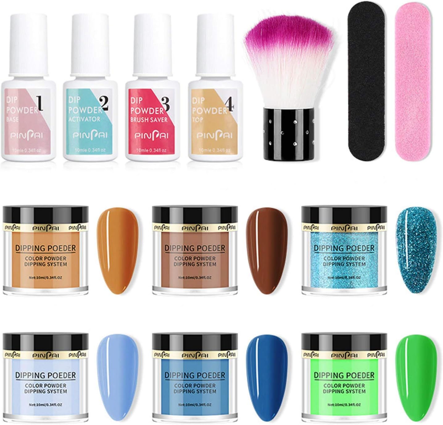 6 Colors Dipping Nail Po Er Set Glow in the Dark Dipping Po Er Nail Starter Kit French Nail Nail Art Decorations Kit image number 5