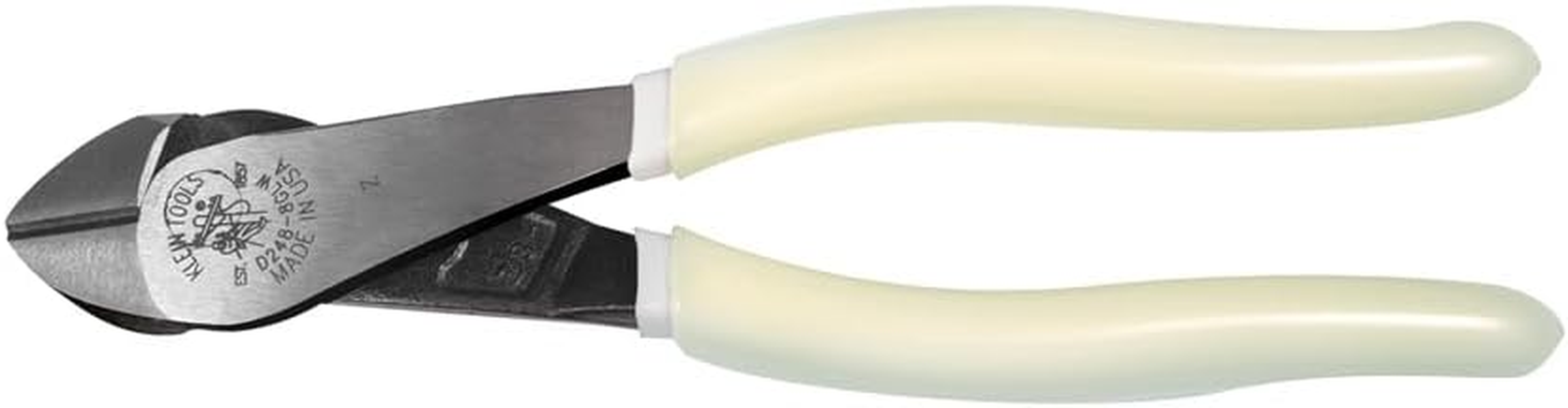 Klein Tools 8" Diagonal Cutting Pliers Angled, Hi-Viz, Glow in the Dark Grips to Easily Locate Your Tool in Dark or Low Lit Areas, D2488GLW image number 3