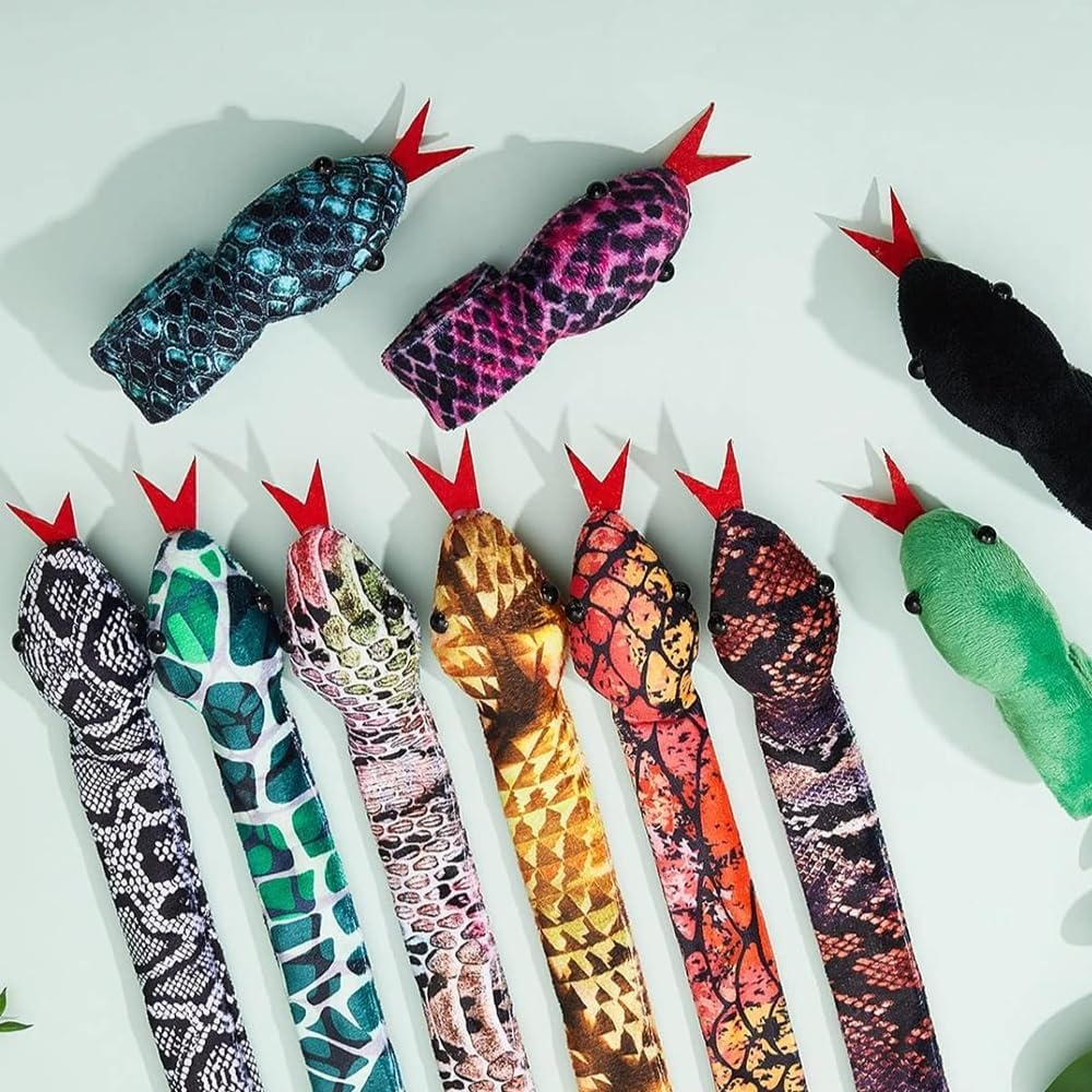 16PCS Snake Slap Bracelets Cool Halloween Snap Bracelets for Easter Halloween Party Favors Reptile Stuffed Snap Bands image number 3