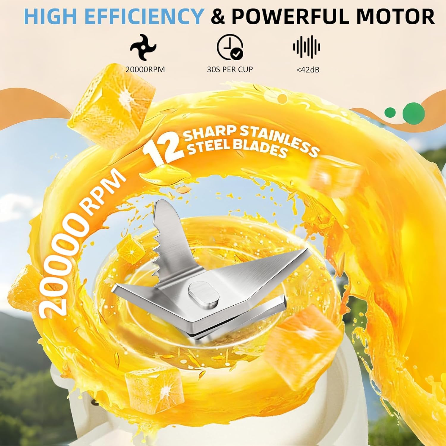 Portable Blender, 600Ml Personal Blender for Shakes and Smoothies Juice with 12 Blades Mini Blender, Electric USB Rechargeable Juicer for Kitchen,Home&Travel, Protein Shakes Cup,Bpa-Free image number 4