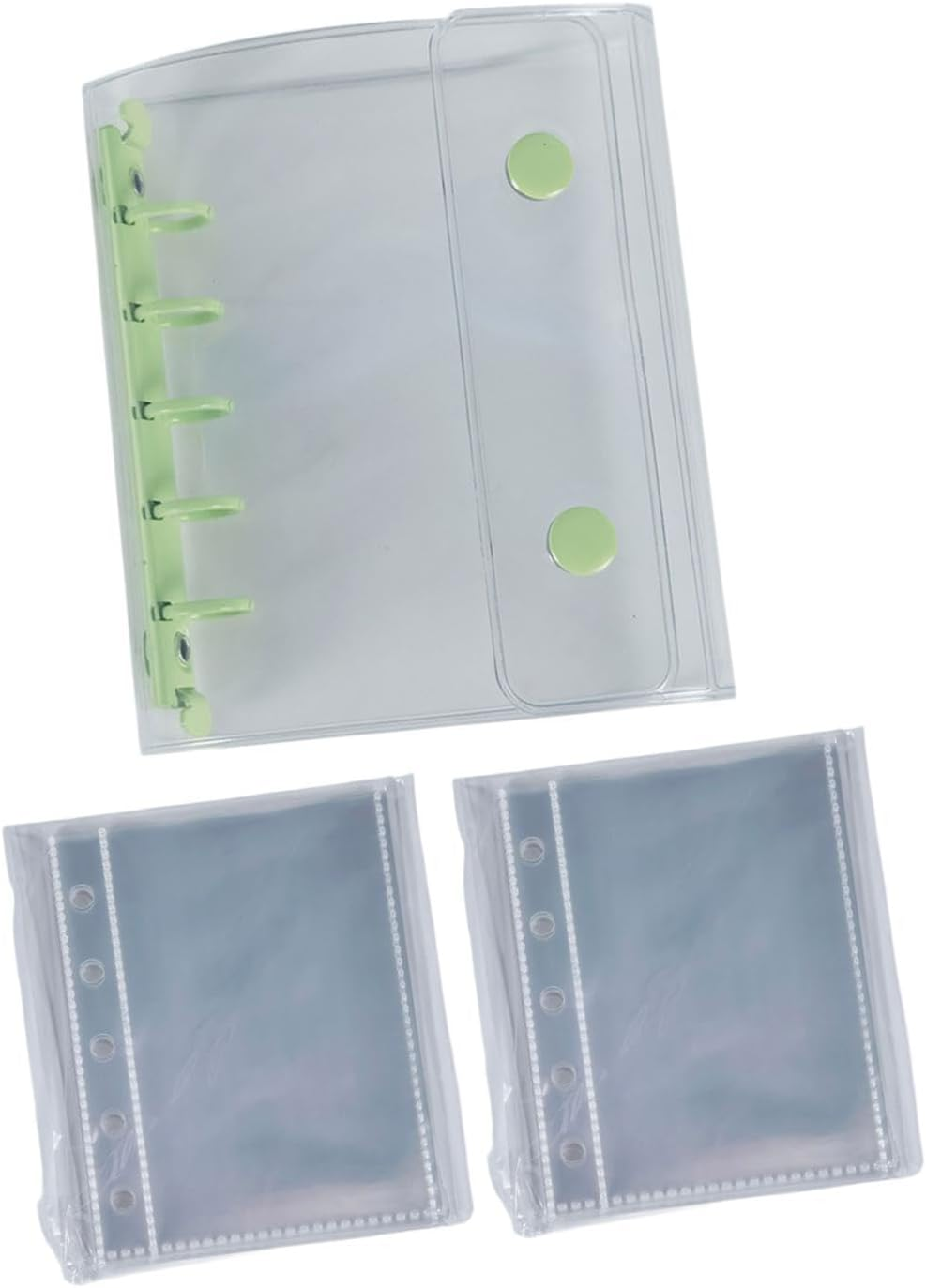 Binder Notebook Covers with Blank Inner Papers 5 S Protector Clear round Binder Cover for Travel Vacation Pictures, Green