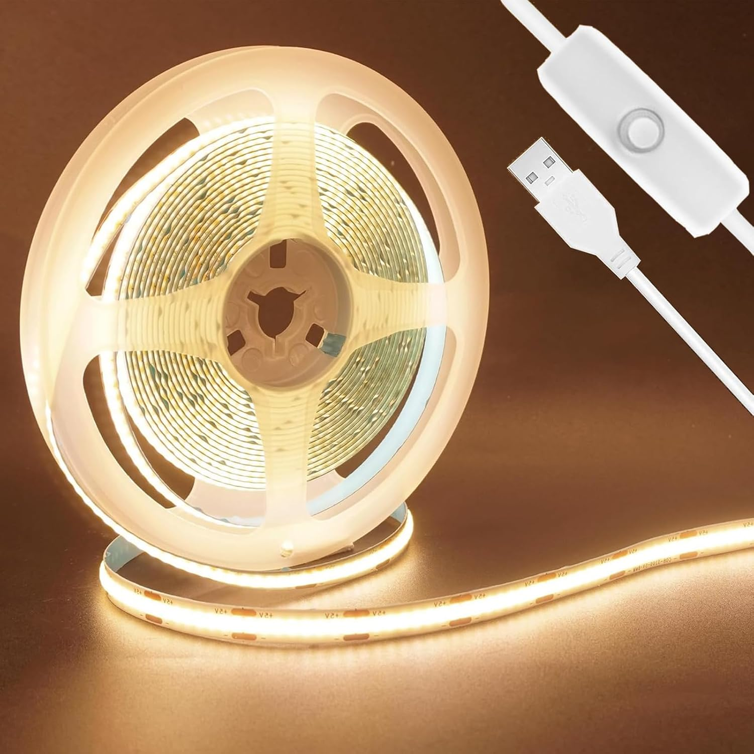 5V USB LED Lighting COB Short LED Strip Light White Flexible under Cabinet Tape Light for Bedroom,Kitchen,Home DIY Lighting image number 1