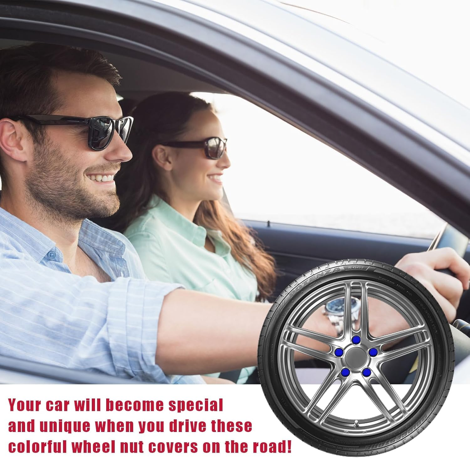 20 PCS Wheel Nut Covers Bolt Caps, 19Mm Wheel Lug Bolt Covers Caps with Removal Tool, Auto Hub Screw Bolt Head Tire Protector, Universal Vehicle Exterior Decor Accessories (Blue) - Blue image number 4