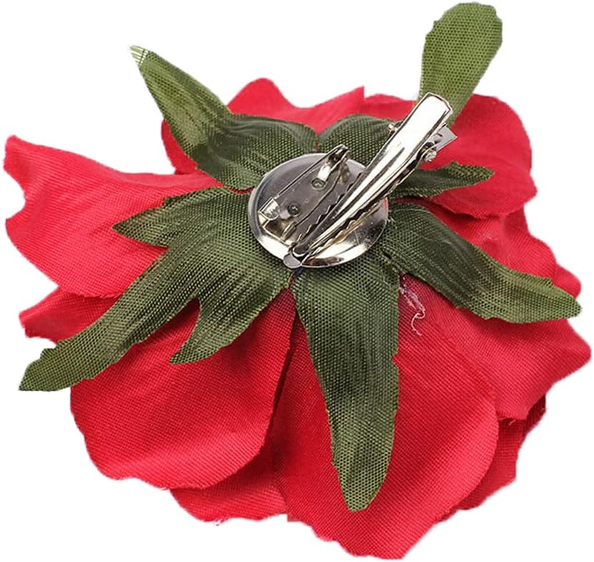 Ericotry Pack of 6 Rose Flower Hair Clips Hair Pin Elegant Large Rose Flowers Brooch Flamenco Dancer Flower Pin up Brooch Bridal Headpiece Hair Accessories for Women Girls image number 3