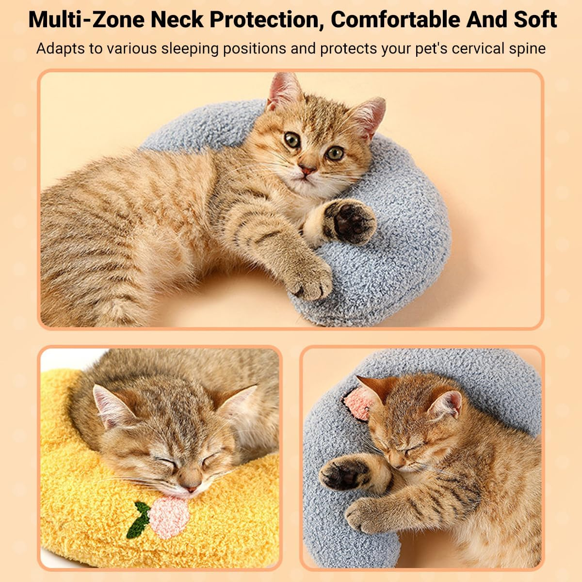 AIMALL 2PCS Pet Moon Pillow for Small Dogs and Cats | Soft Plush Sleeping Cushion | Cozy Neck Support Pillow for Pets | Comfortable Pet Bed Accessory image number 5