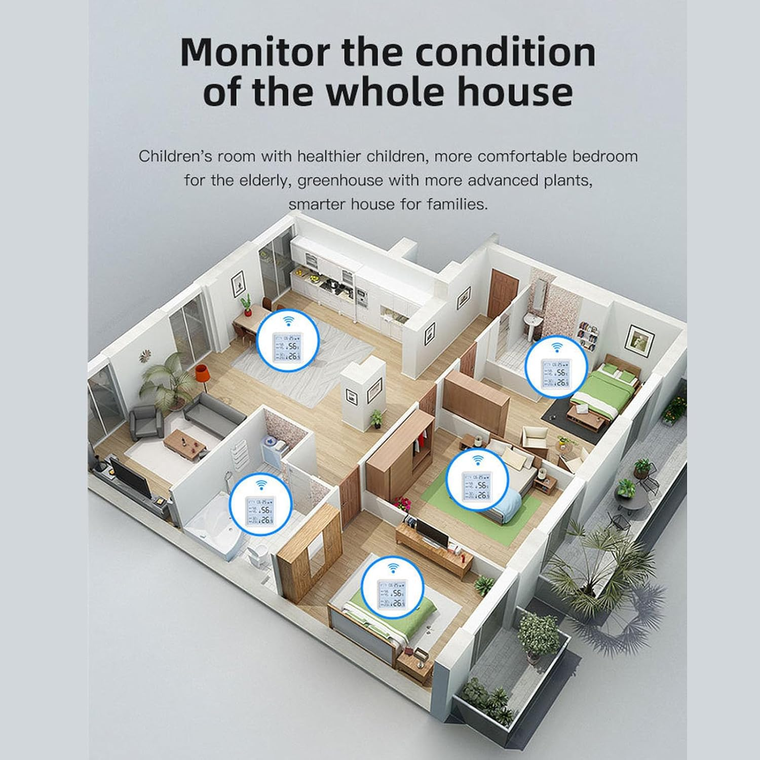 Jiawu Indoor Temperature and Humidity Meter, Online Reporting, Long Battery Life for Real-Time Monitoring image number 2