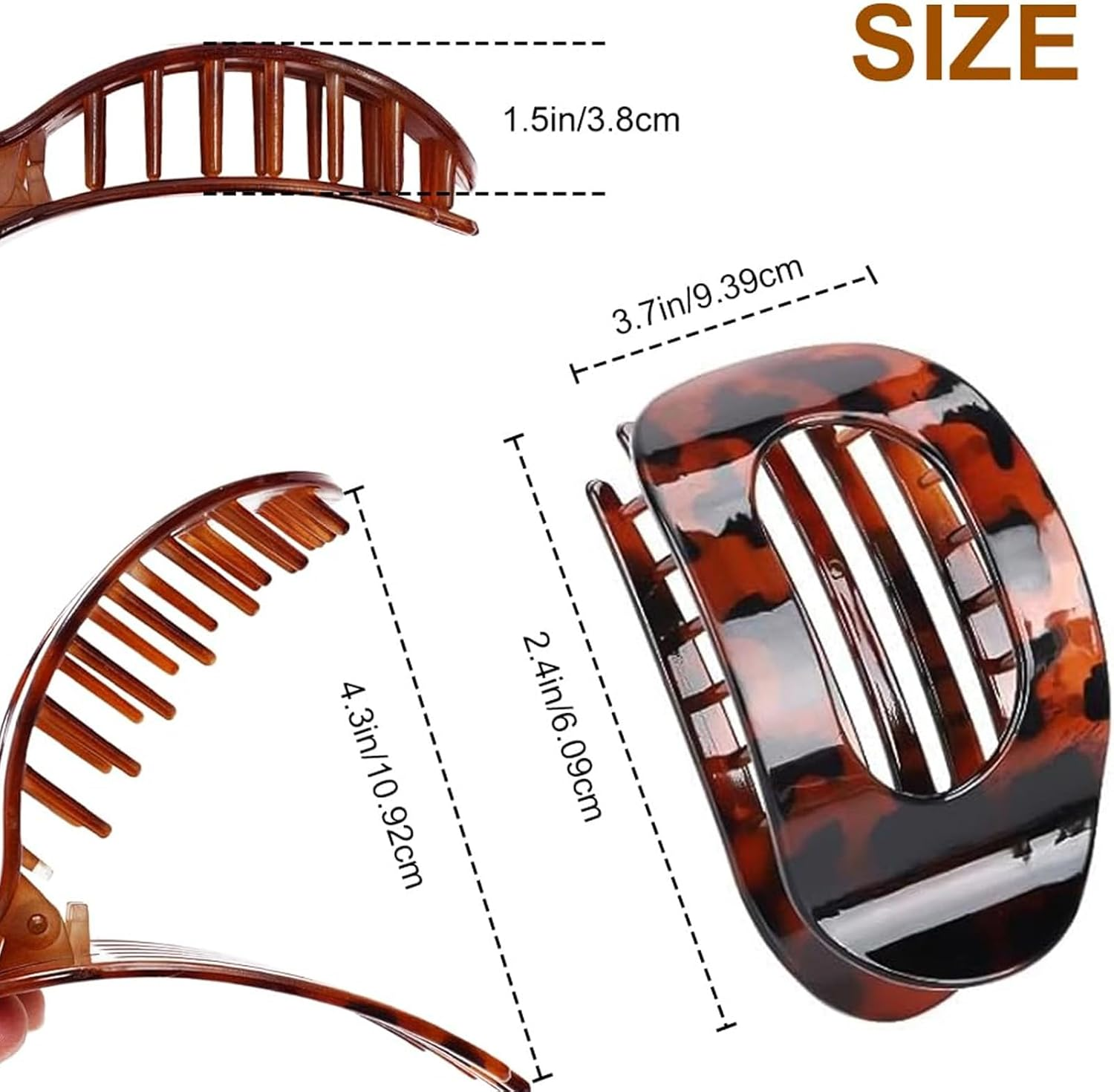 8 PCS Flat Hair Clips French round Lay down Hair Claw Clips for Women Girls Strong Hold Hair Barrettes for Thick Thin Hair Comfortable Curved Flat Clips for Lying Driving and More image number 6