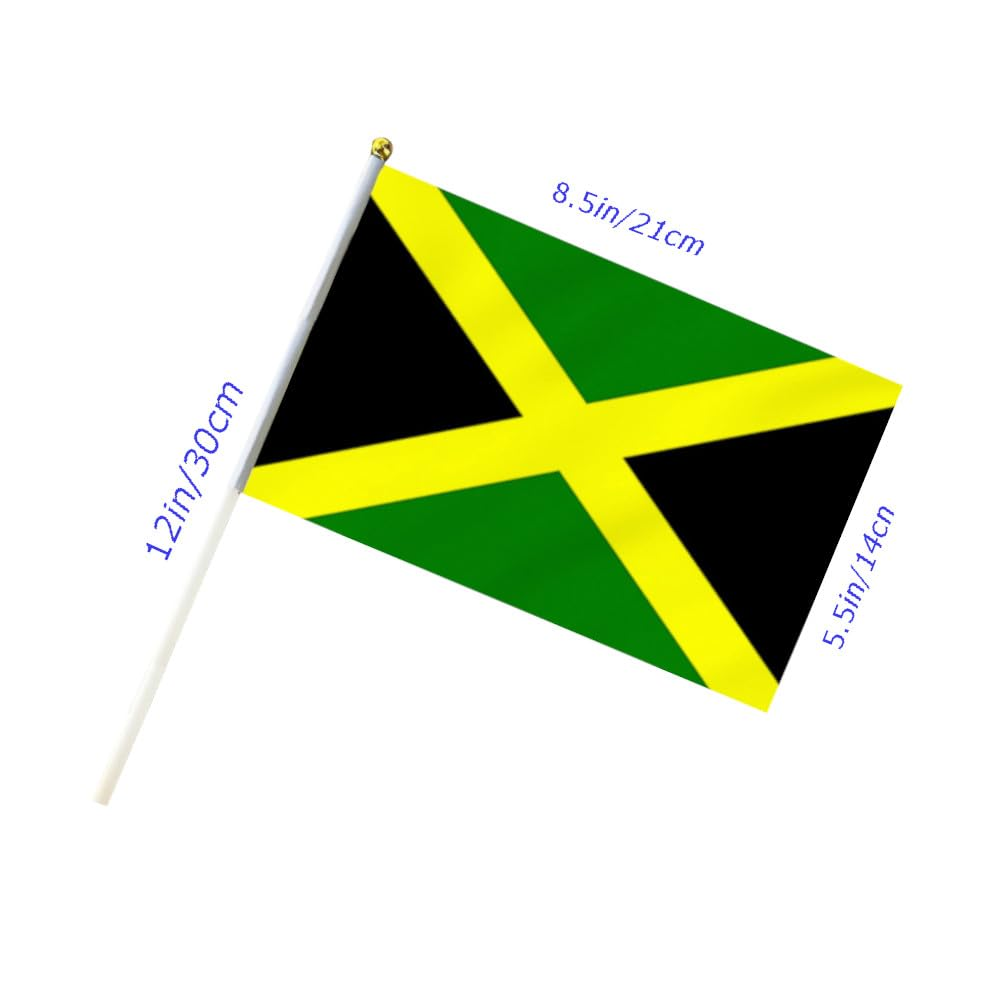 10 PCS Handheld Jamaica Flag,8.5&times;5.5 Inch Hand Held Mini Jamaican Flags Banner for Indoor Outdoor Parade Waving the Tlag and Shouting image number 4