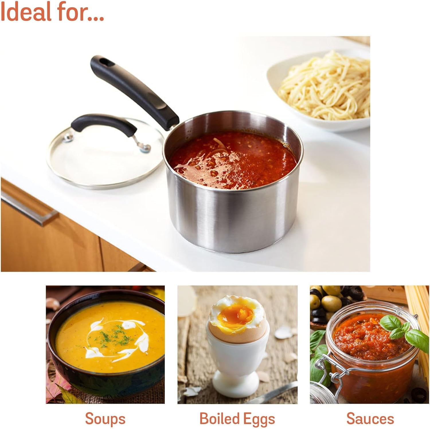 Meyer Centennial Stainless Steel 18Cm Saucepan with Lid, 2.8L, Induction Compatible, Dishwasher & Oven Safe, Tri-Ply Base, Fast Heating, Scratch Resistant, Silver image number 3