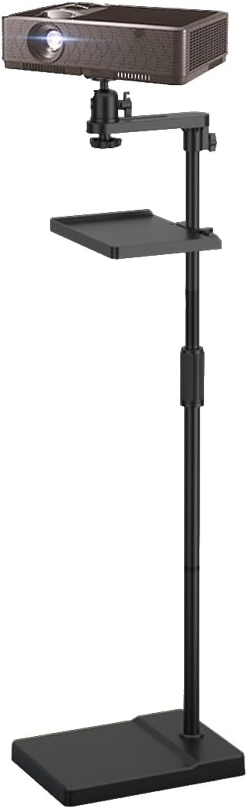 Projector Stand Height Adjustable Floor with Storage Tray，360&deg; Rotation , Hidden behind Sofa against Wall, Universal Projector Mount for Home Office Video Vlog Cameras.(Floor Type) image number 2