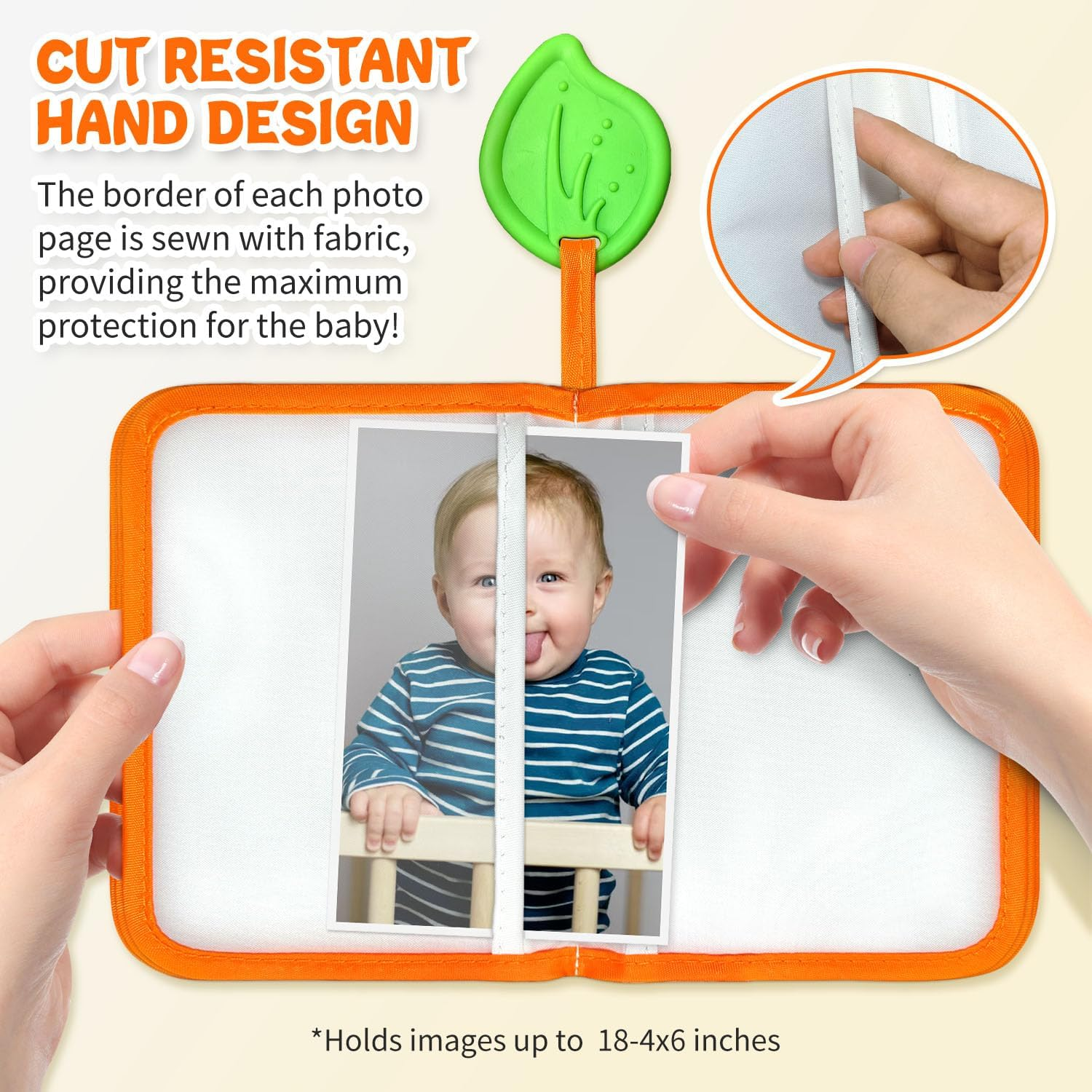 My First Photo Album for Baby, 18|4X6" Baby Photo Book with Soft Cloth Cover & Safety Mirror, Toddler Baby Family Photo Book for Newborns Baptism Birthday Gifts, Yellow Bee - Smiley Face image number 2