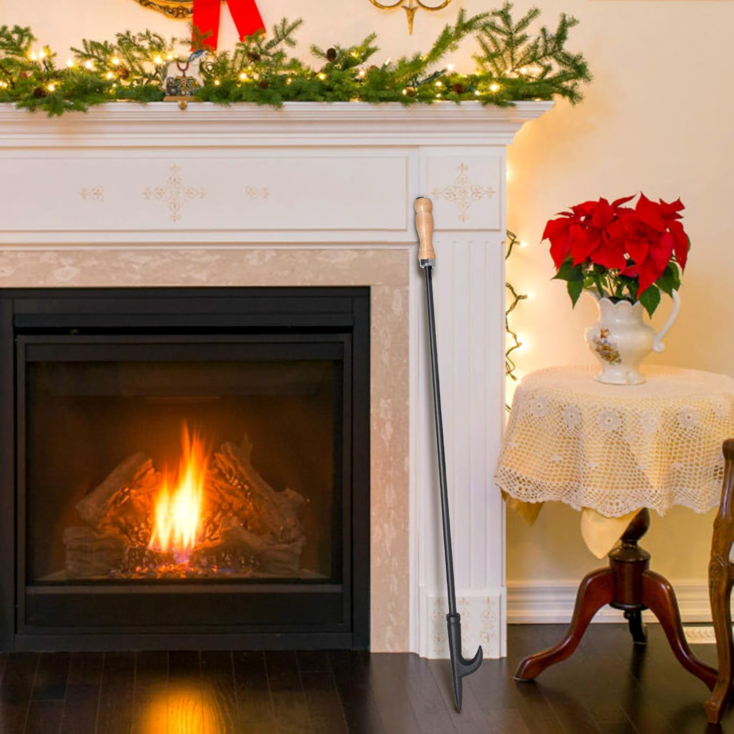 AGM Fire Pit Poker, 32" Fire Poker Stick with Wooden Handle for Campfire, Fireplace, Bonfires, Heavy Duty Wrought Iron Fire Pit Tools Accessories for Outdoor & Indoor image number 6