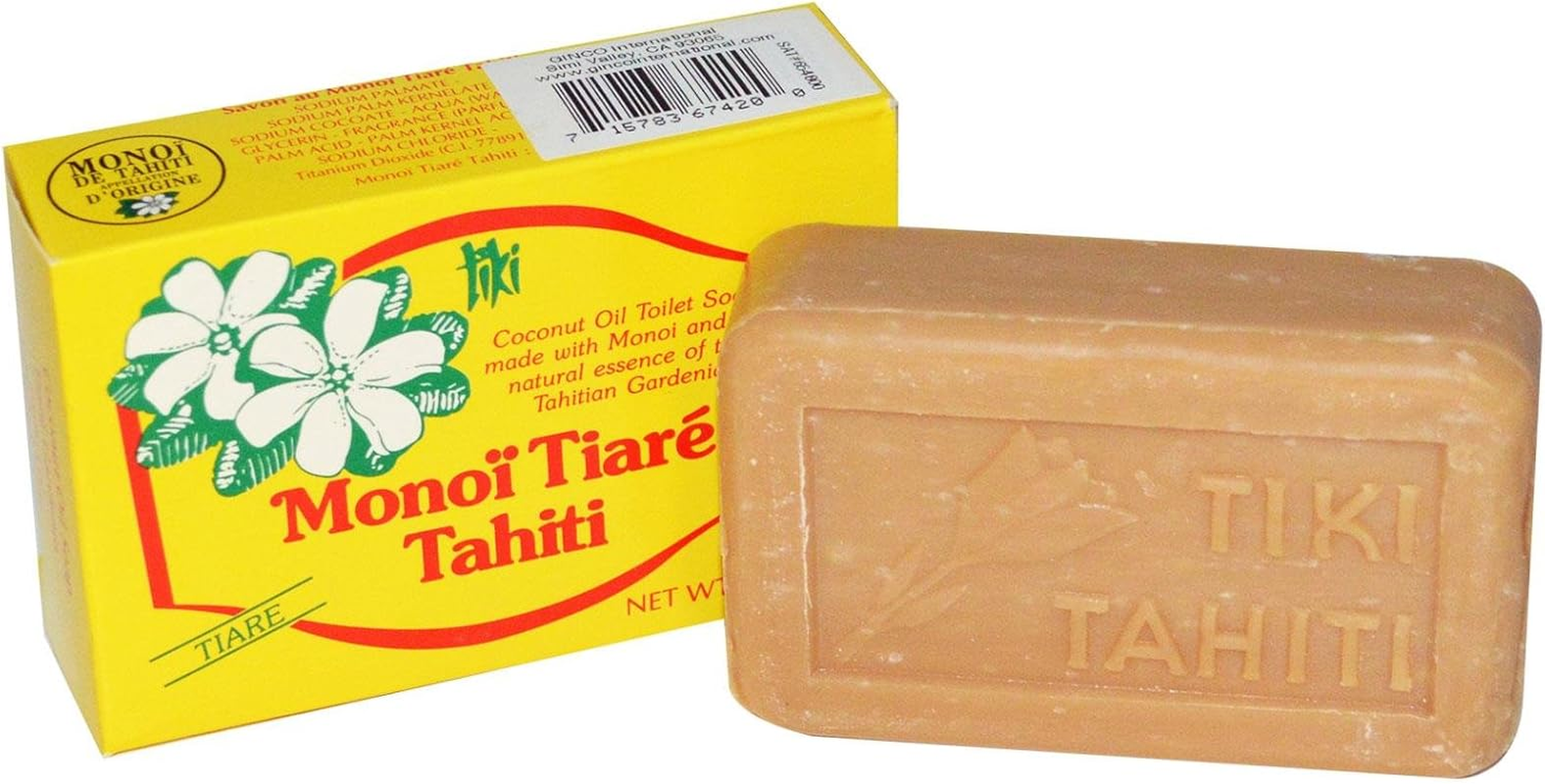 Monoi Tiare Tahiti - Coconut Oil Soap Bar Tiare (Gardenia) - 4.55 Oz.