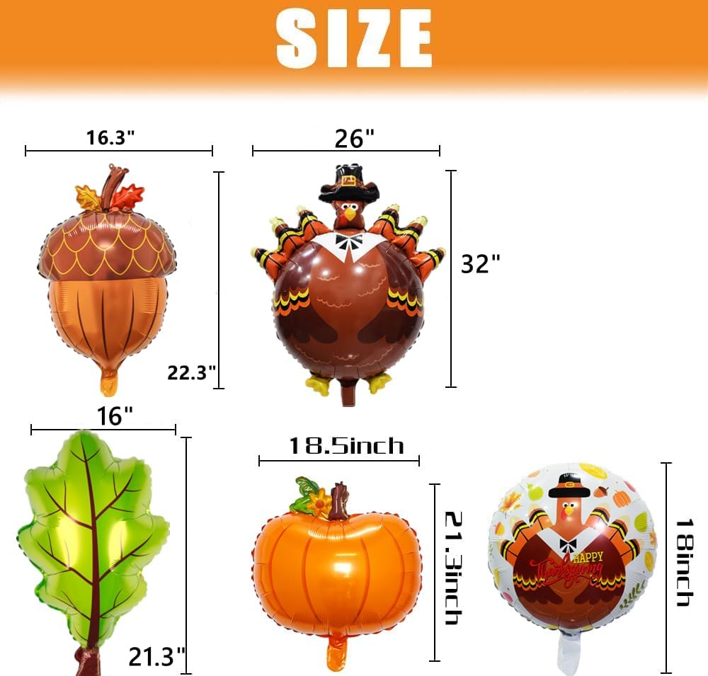 Happy Thanksgiving Balloons - Big Turkey Maple Leaves Pumpkin Balloons for Fall Decorations (Turkey Pack-27Pcs) image number 2