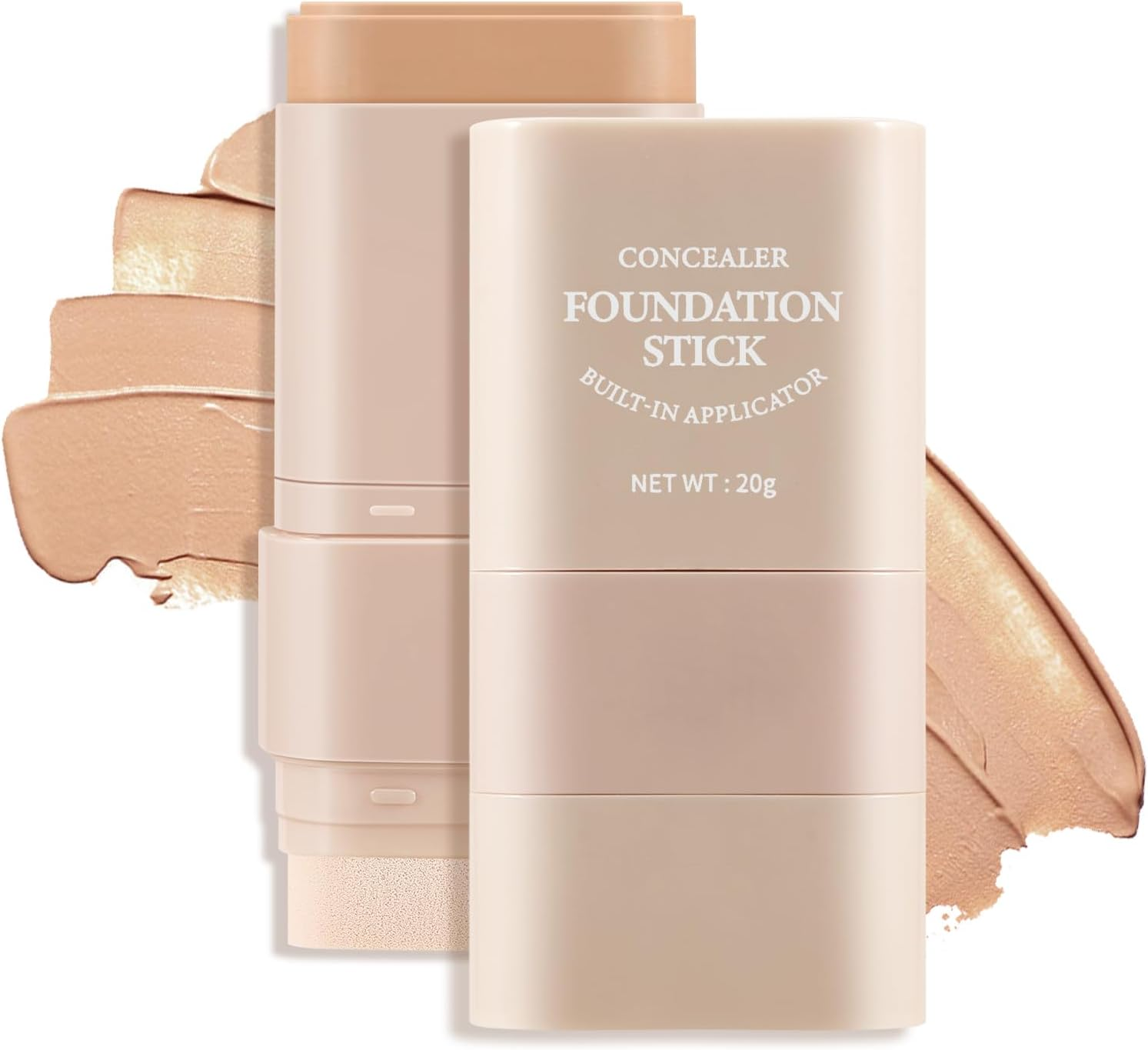 Apooliy 2 in 1 Full Coverage Foundation Stick,Hydrating Lightweight Foundation Makeup Stick,Built-In Applicator,Long-Lasting Cream Concealer,Natural Colour